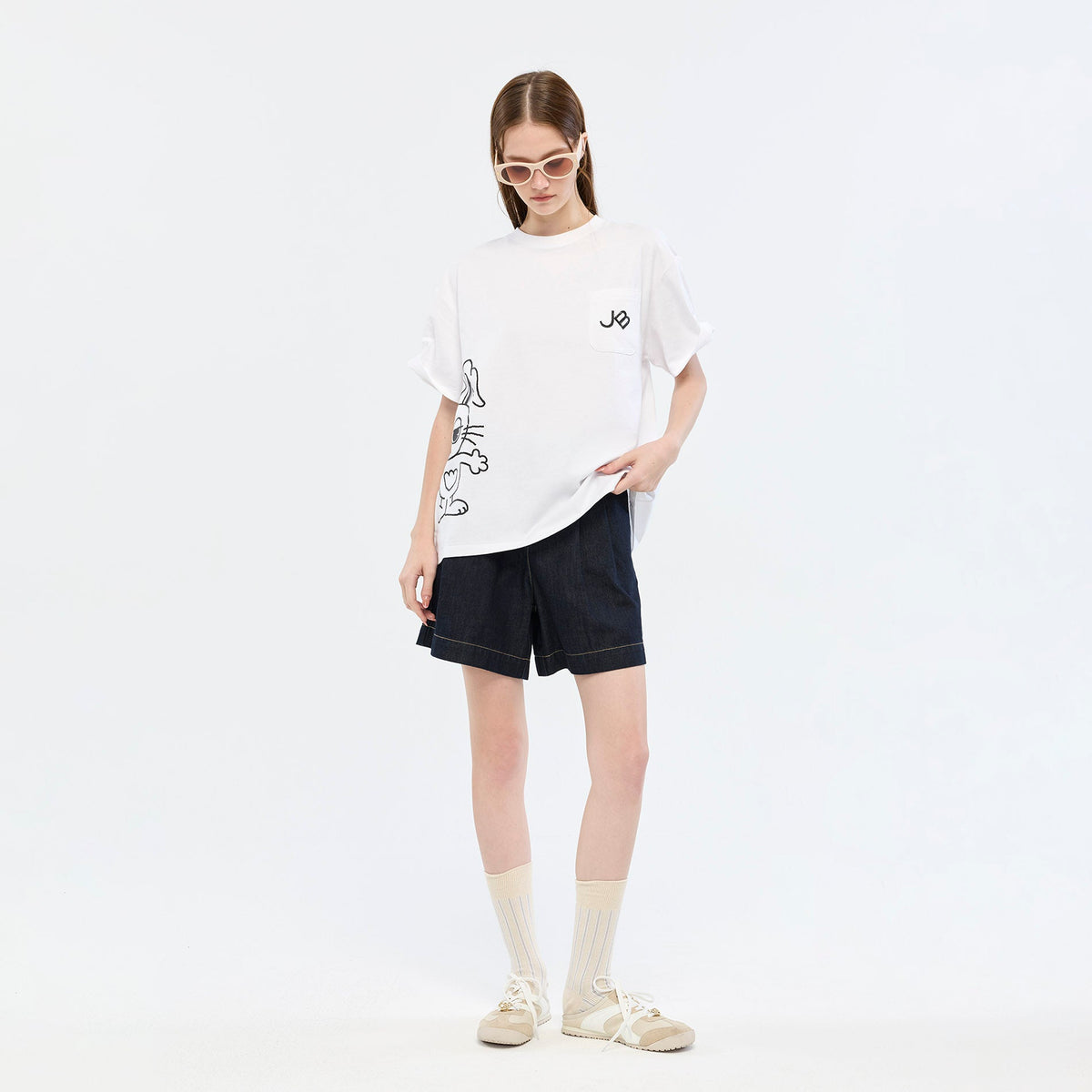 Jeremy Bunny Graphic Pocket T-Shirt White