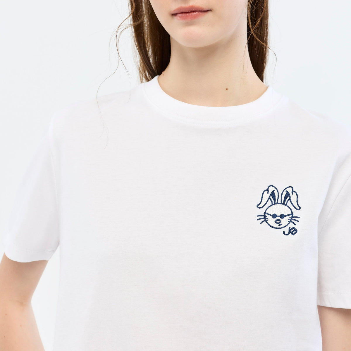 เสื้อยืดแขนสั้นลาย Bunny Face White