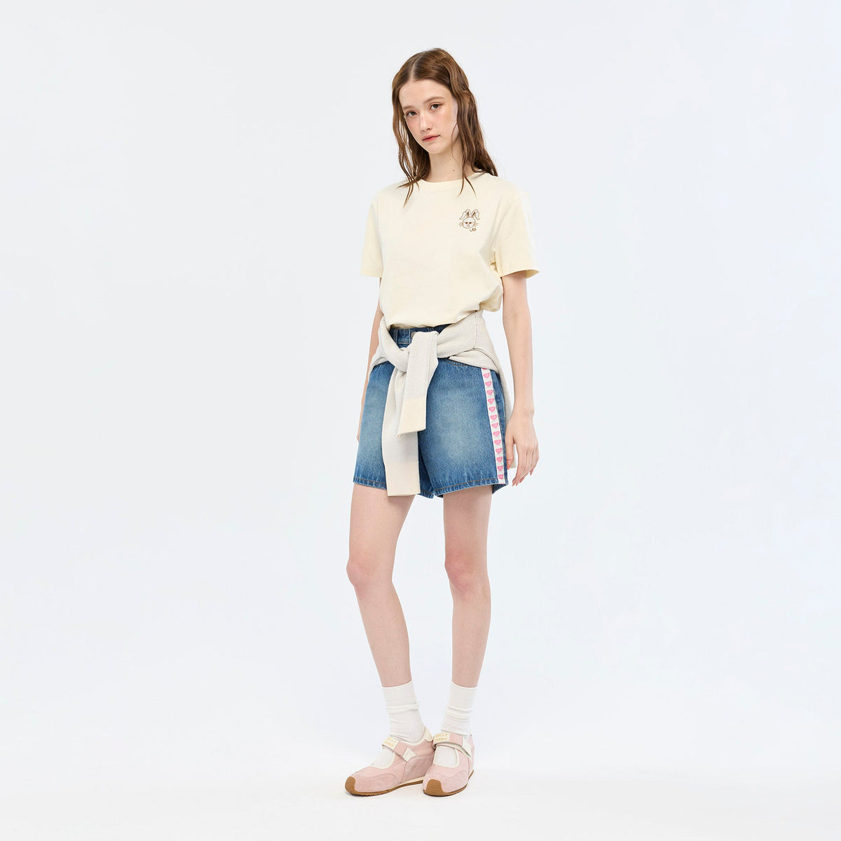 Bunny Face Graphic T-Shirt Cream