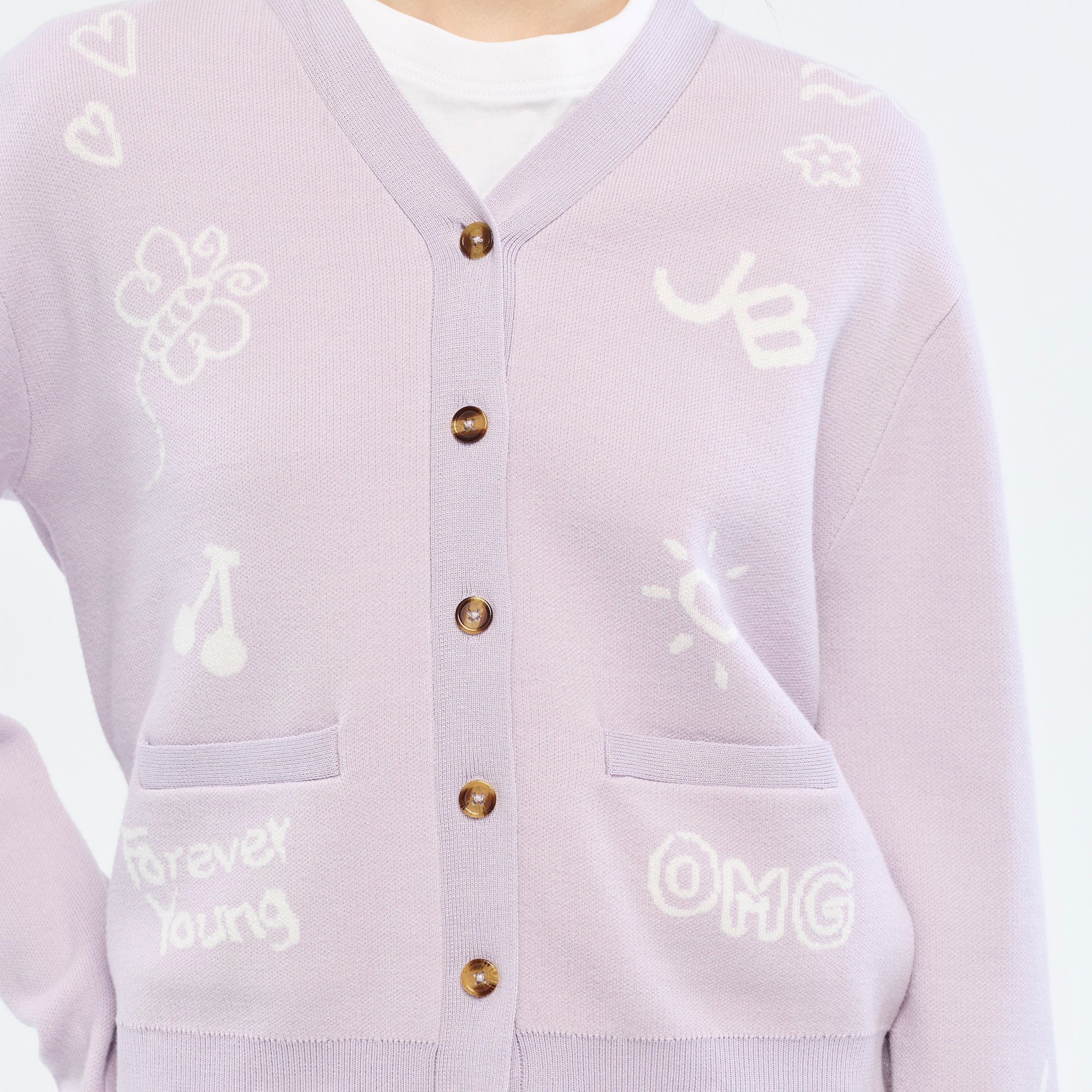 เสื้อคาร์ดิแกนลายกราฟิก Jeremy Purple