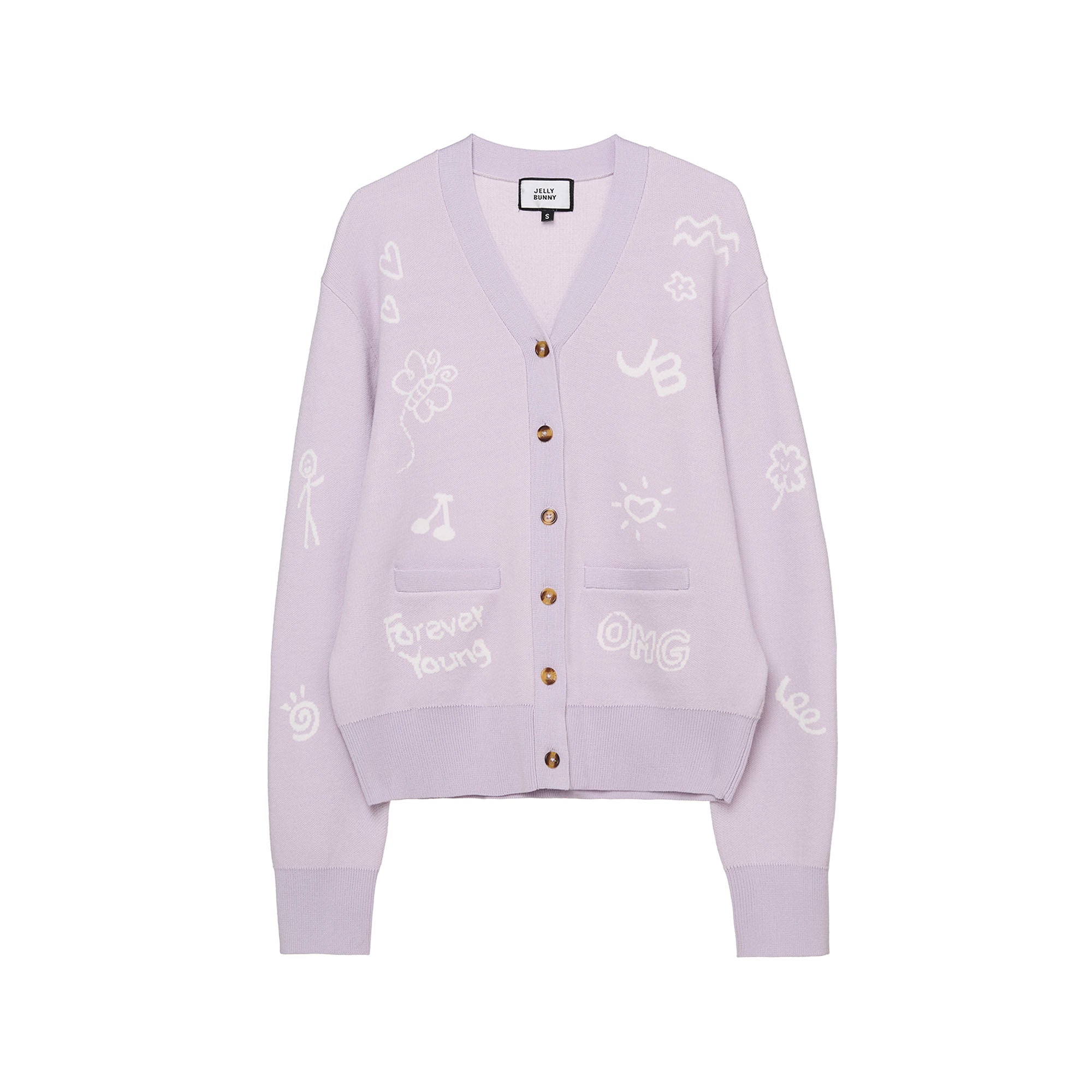 เสื้อคาร์ดิแกนลายกราฟิก Jeremy Purple