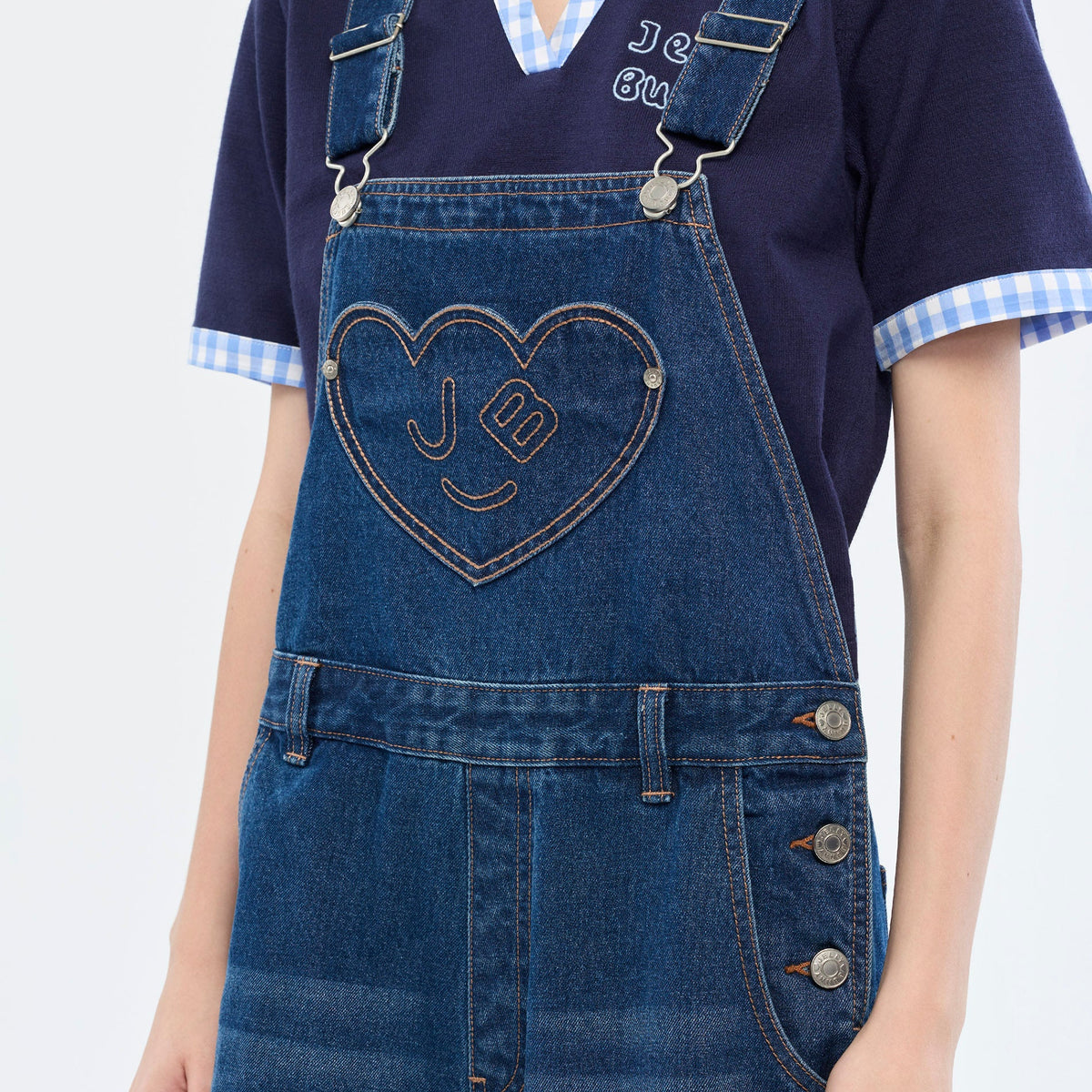 เอี๊ยมยีนส์ขายาวลาย Bunny Heart Blue