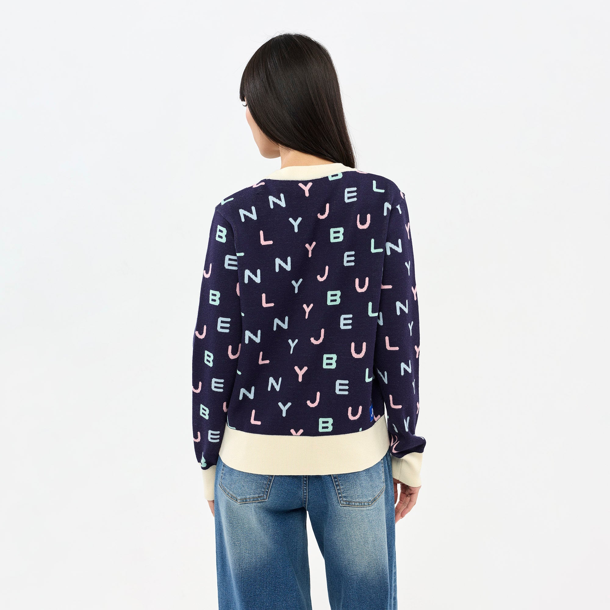 เสื้อคาร์ดิแกนถักลายโลโก้ Jelly Bunny Multi Color