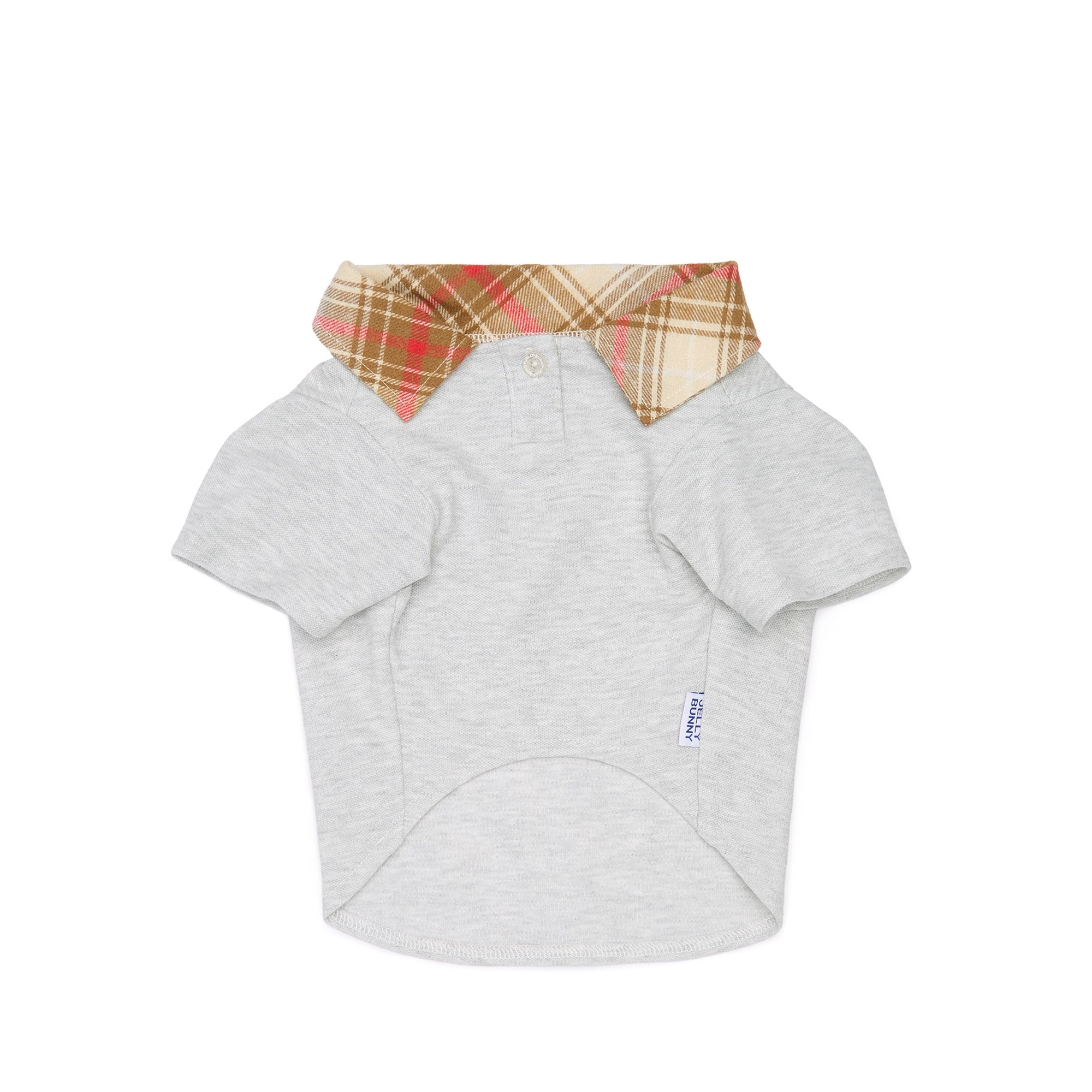 Jeremy Checked Collar T-Shirt For Pets Grey