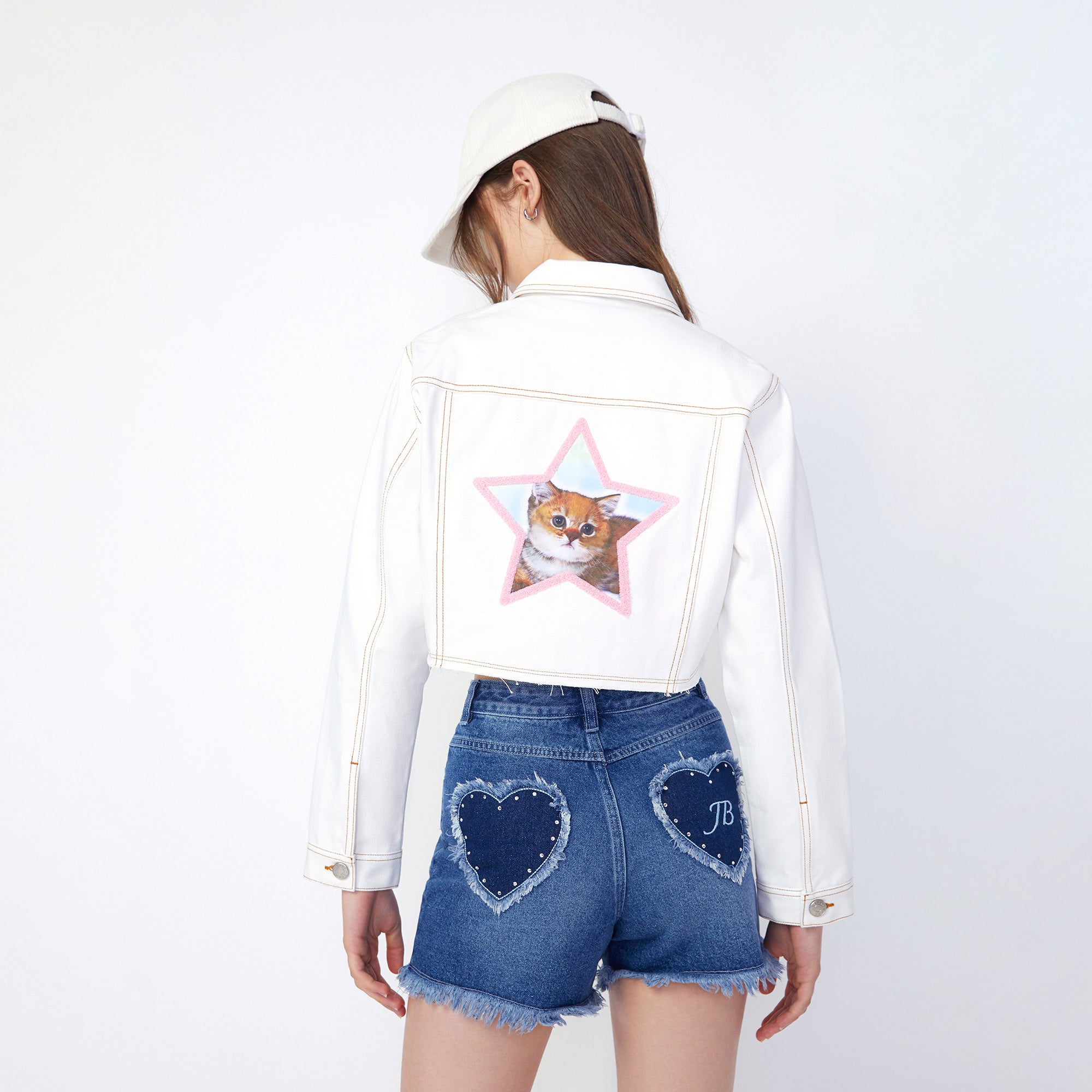 Starlight Kitty Cat Cropped Jacket White - Jelly Bunny Thailand Official Online Store