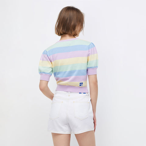 Morning Sunshine Knitted Short Sleeve Top - Jelly Bunny TH