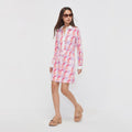 Morning Snack Club Print Long Sleeve Dress - Jelly Bunny TH
