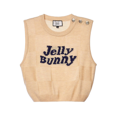 Lazy Morning Effect Knitted Sleeveless Vest - Jelly Bunny TH
