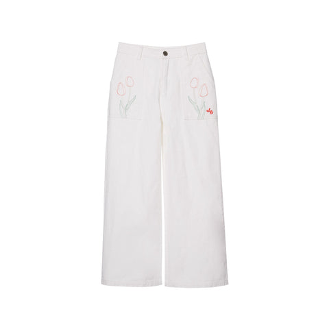 Lively Adventure Floral Embroideries Pants - Jelly Bunny TH