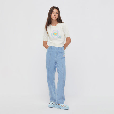 Afternoon Snoozer Knitted Short Sleeve Top - Jelly Bunny TH