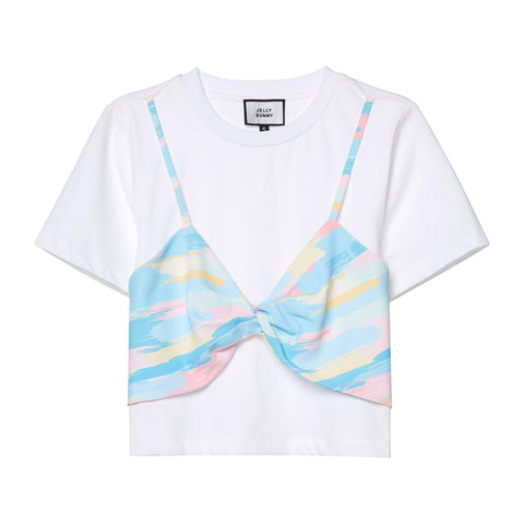 Candy Morning Class Short Sleeve Crop Top - Jelly Bunny TH
