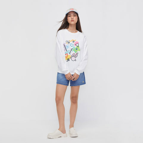 Lazy Afternoon Print Long Sleeve Pullover - Jelly Bunny TH