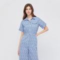 Cherry Morning Class Print Short Sleeve Jumpsuit - Jelly Bunny TH
