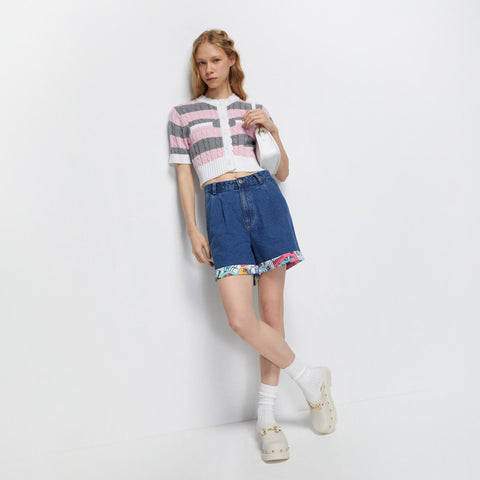 Cherry Blossom Knitted Crop Blouse - Jelly Bunny TH