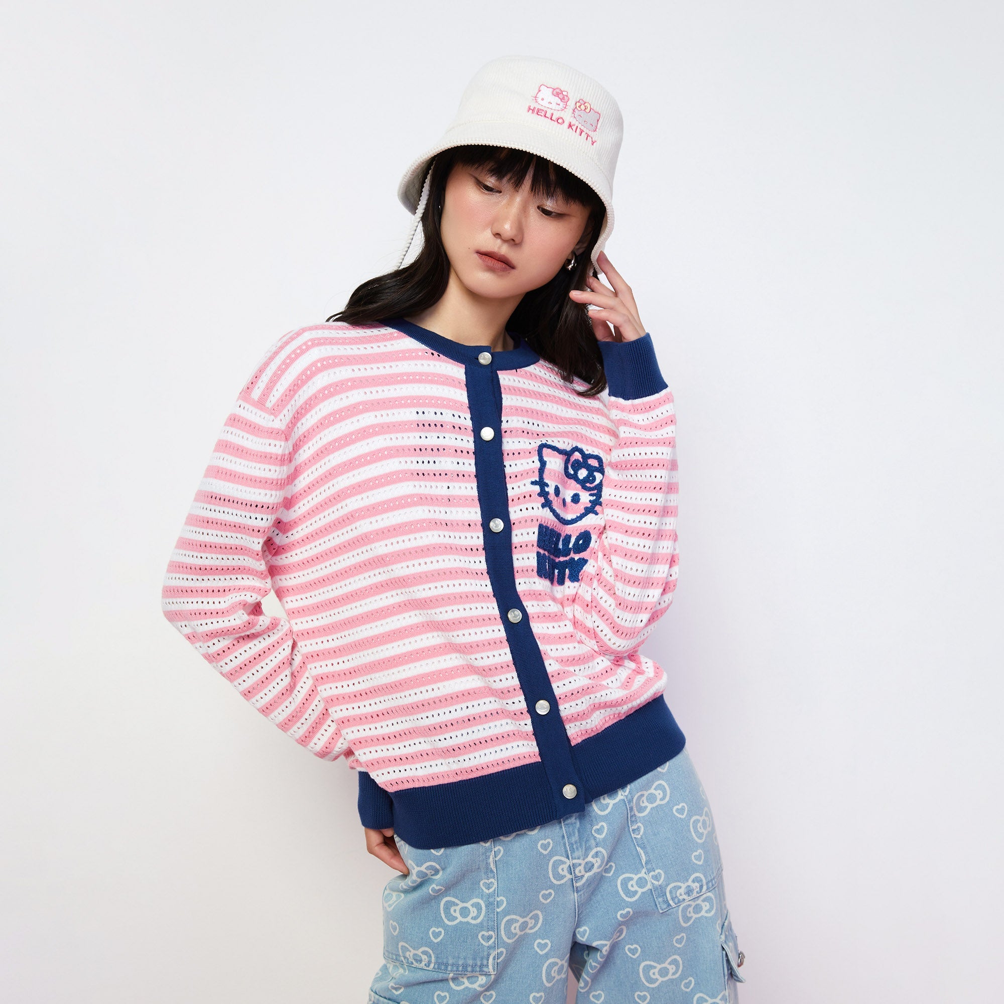 Hello Kitty Striped Cardigan Multi Color