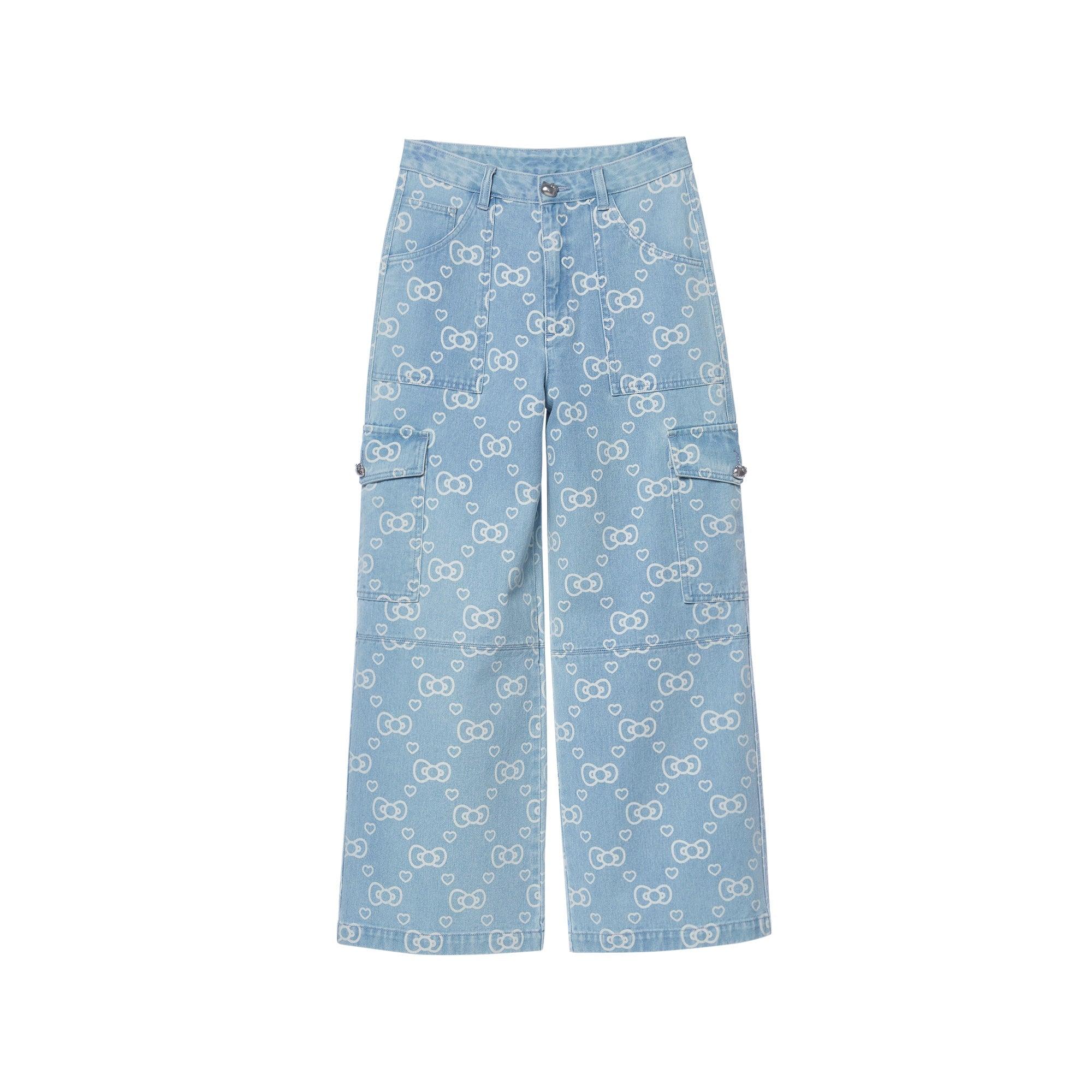 Kitty Monogram Washed Jeans Blue - Jelly Bunny Thailand Official Online Store