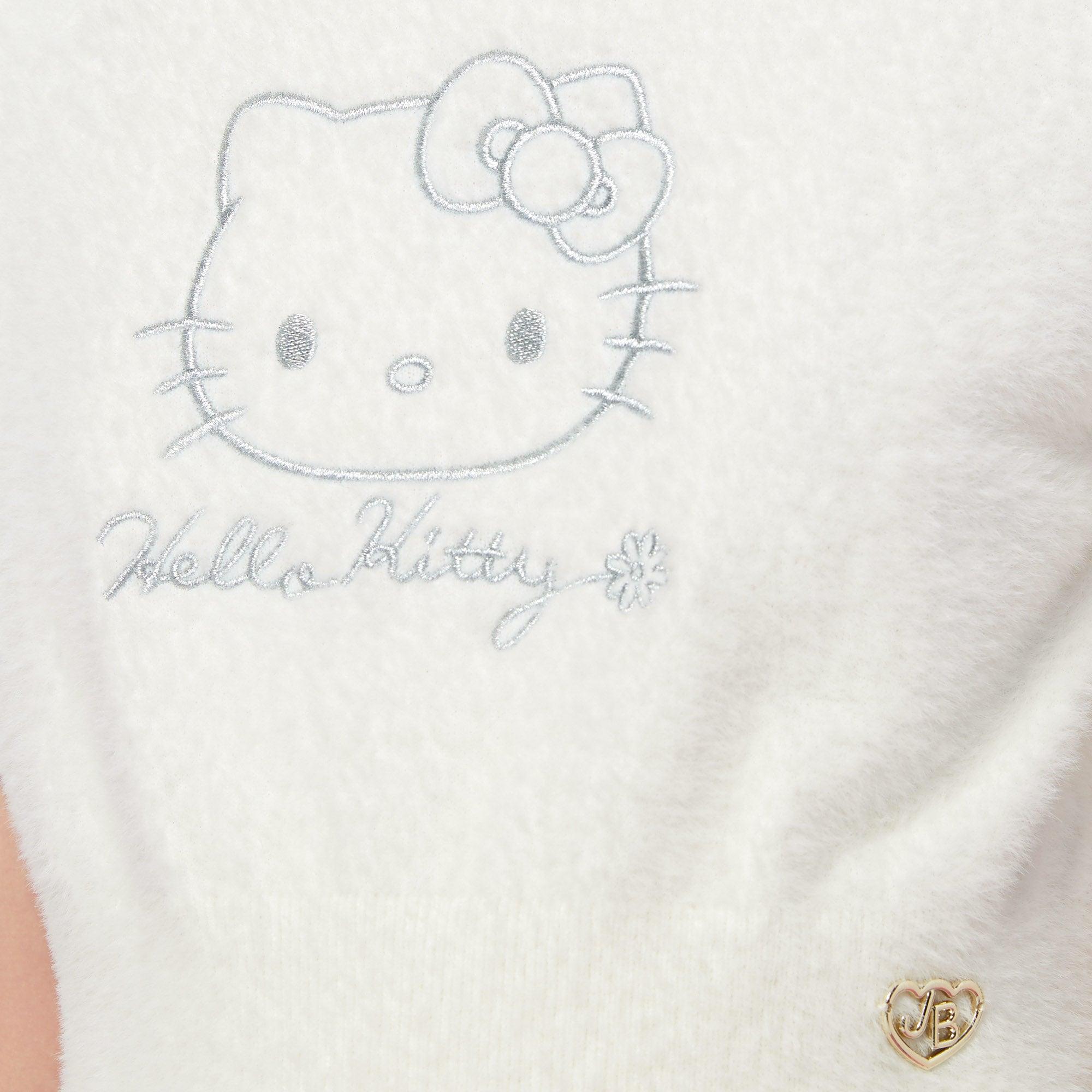 Kitty Cozy Embroidered Cropped Top White - Jelly Bunny Thailand Official Online Store