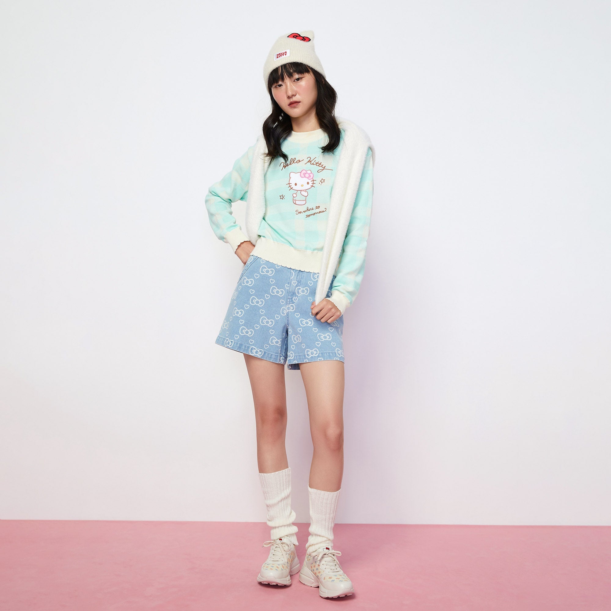 Hello Kitty Checkered Charm Pullover Multi Color - Jelly Bunny Thailand Official Online Store