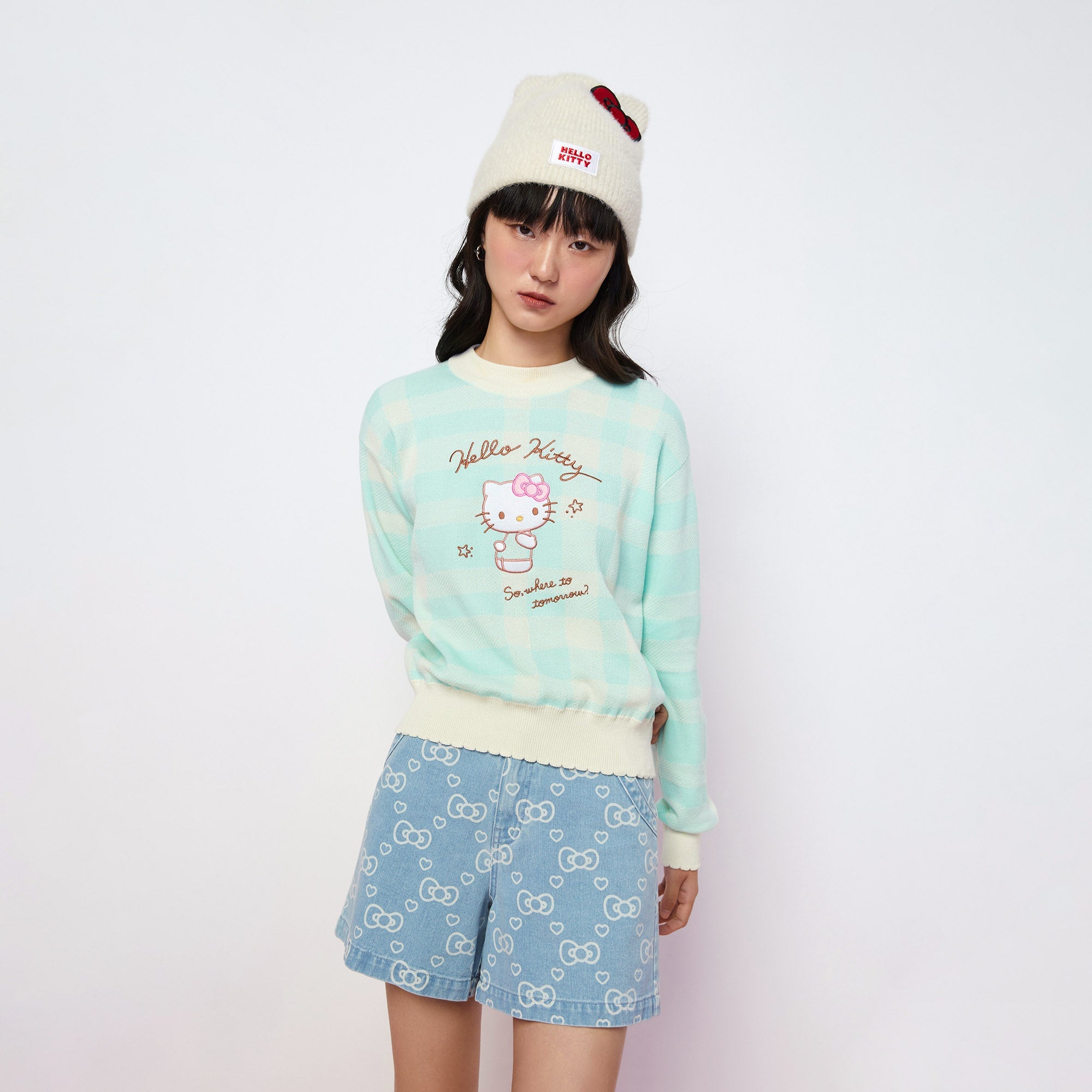 Hello Kitty Checkered Charm Pullover Multi Color