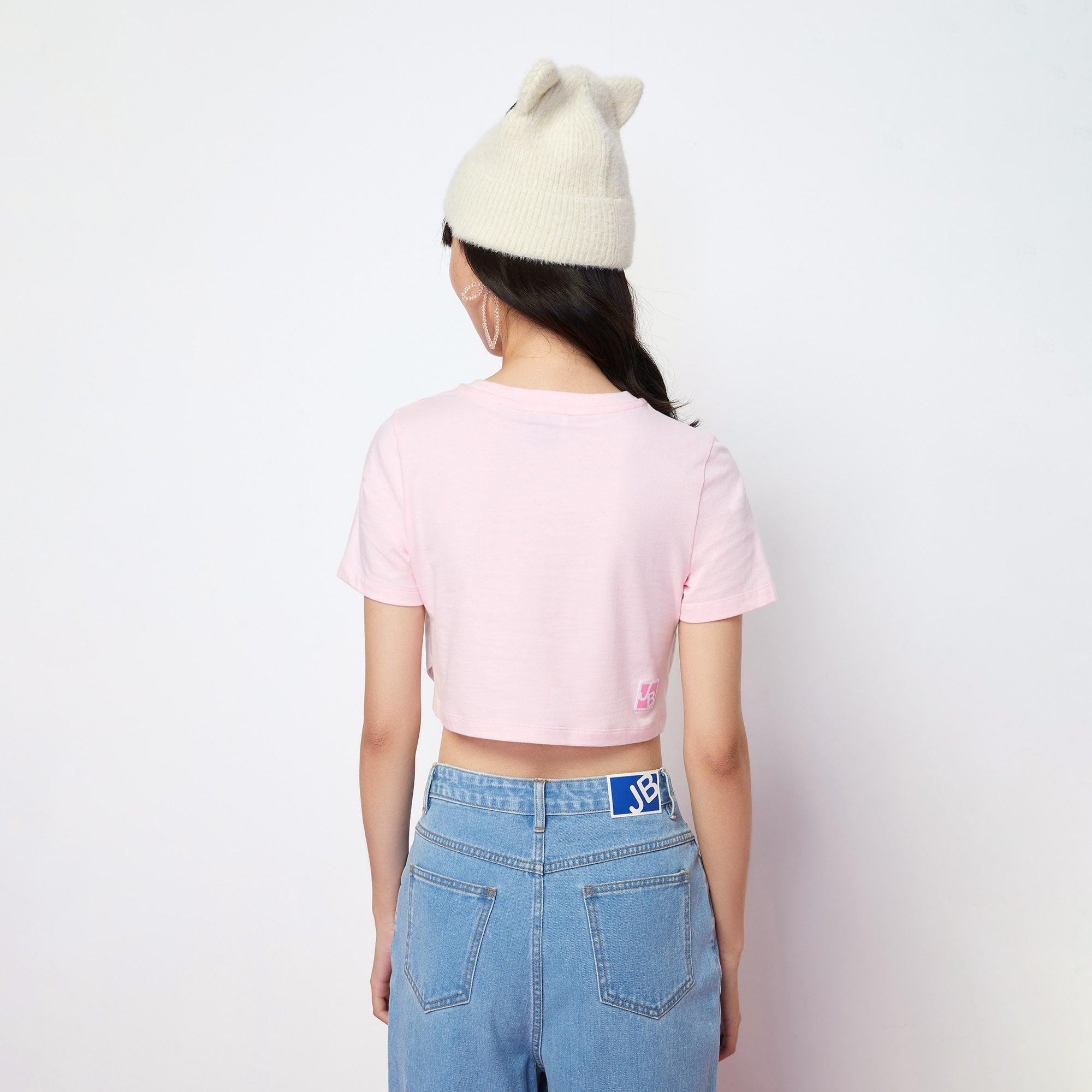 Kitty Embroidered Layered Crop Tee Multi Color - Jelly Bunny Thailand Official Online Store