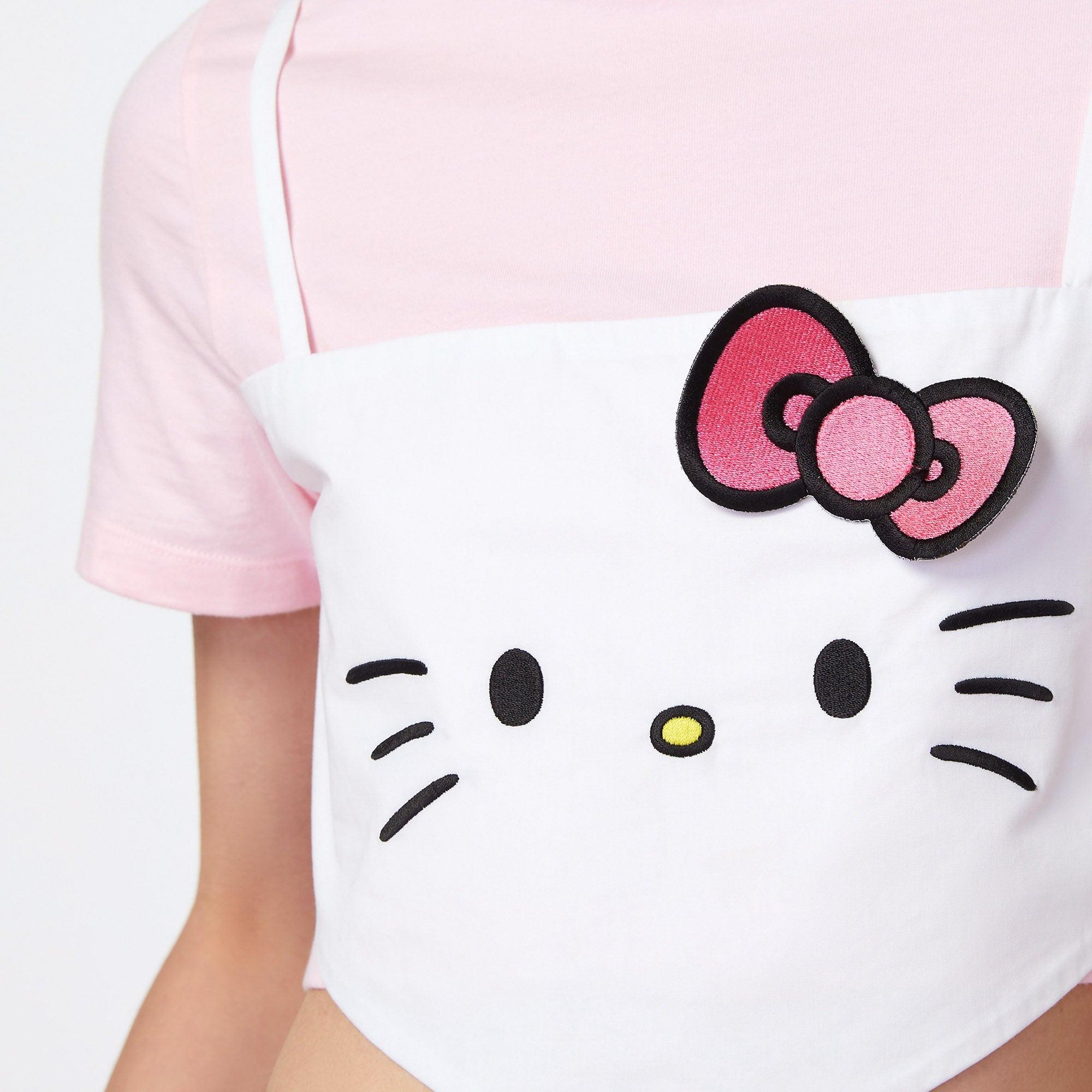 Kitty Embroidered Layered Crop Tee Multi Color - Jelly Bunny Thailand Official Online Store