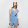 Cherry Blossom Sleeveless Embroderies Romper - Jelly Bunny TH