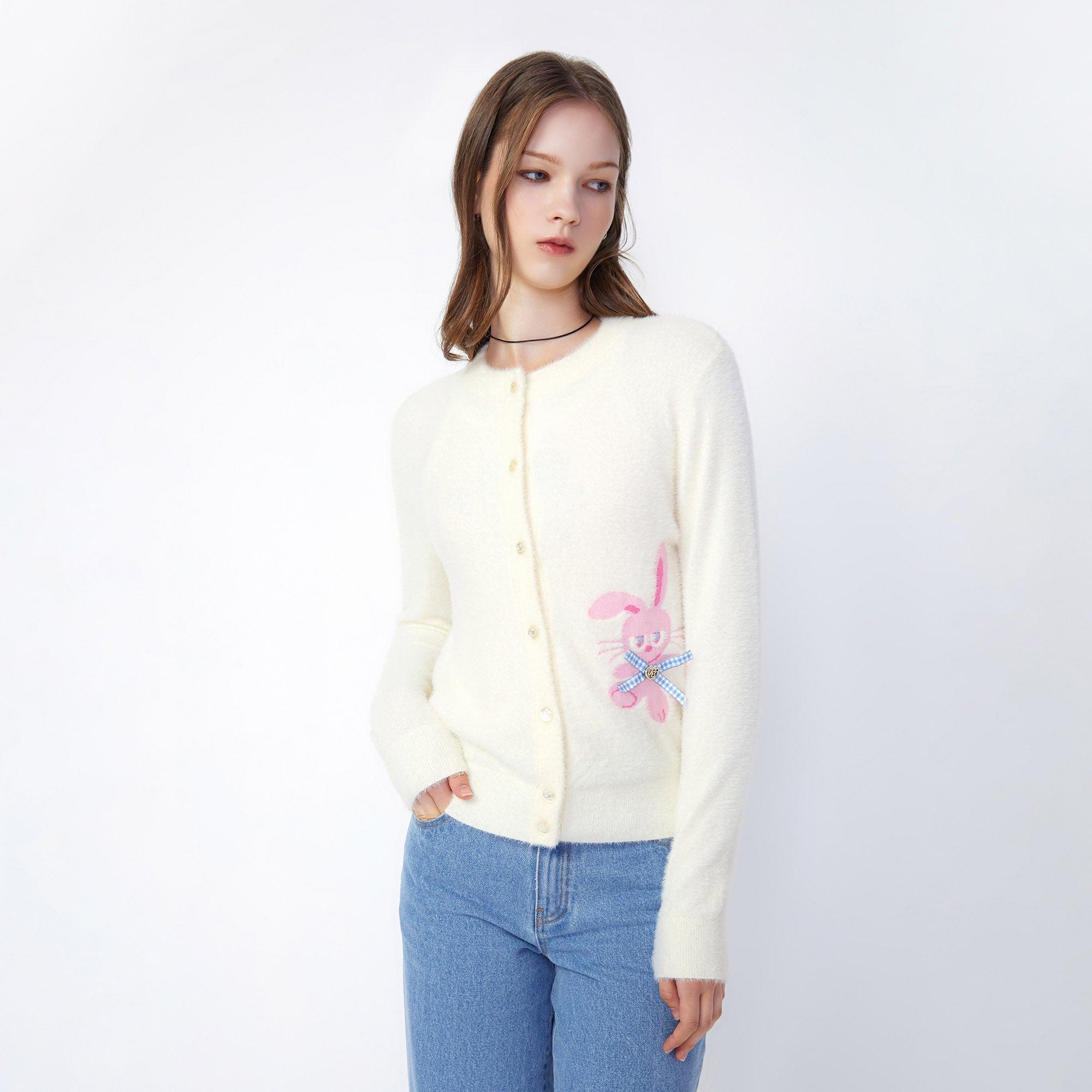 Sweet Fluffy Bunny Cardigan Cream - Jelly Bunny Thailand Official Online Store