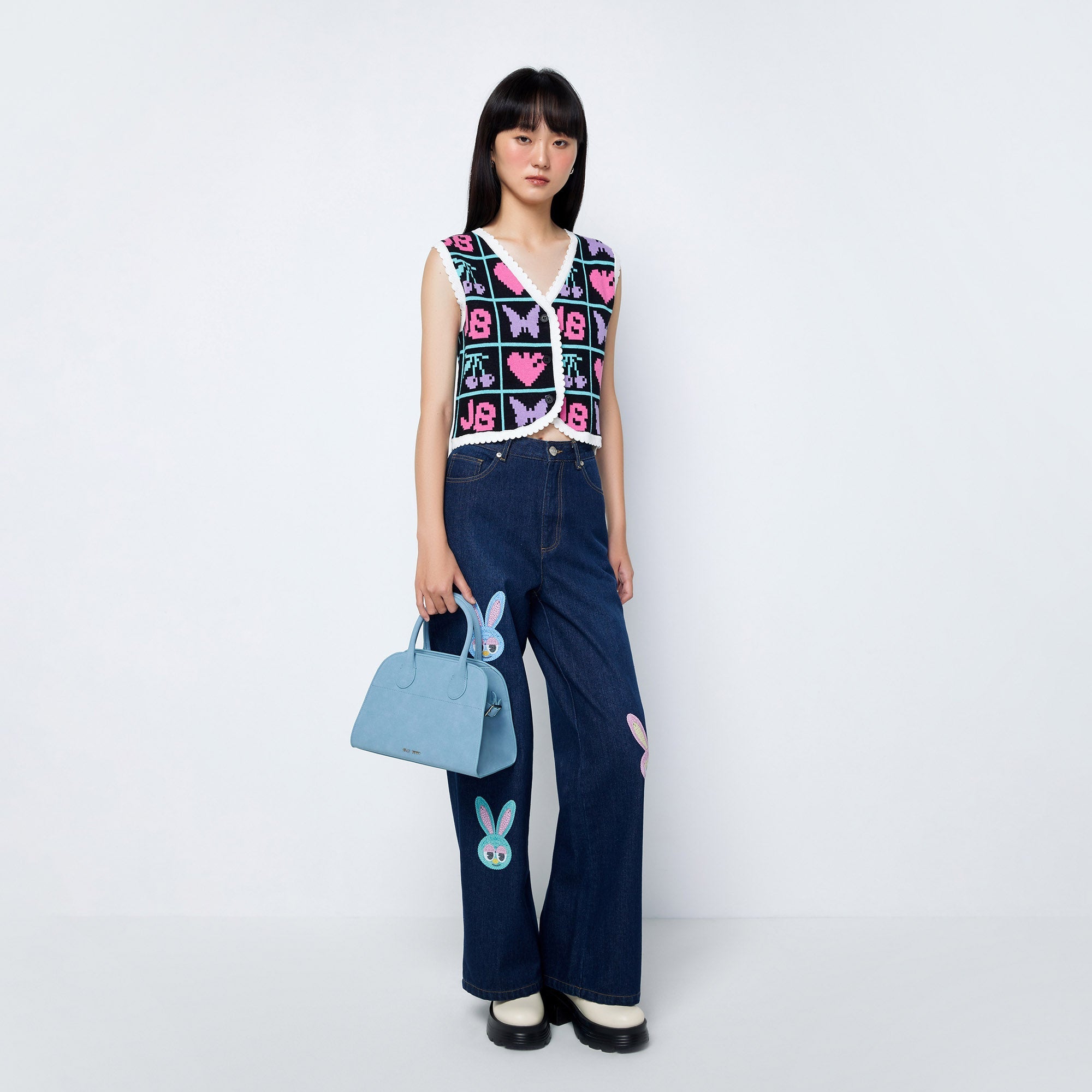 Gameboy Girl Cropped Vest Multi Color