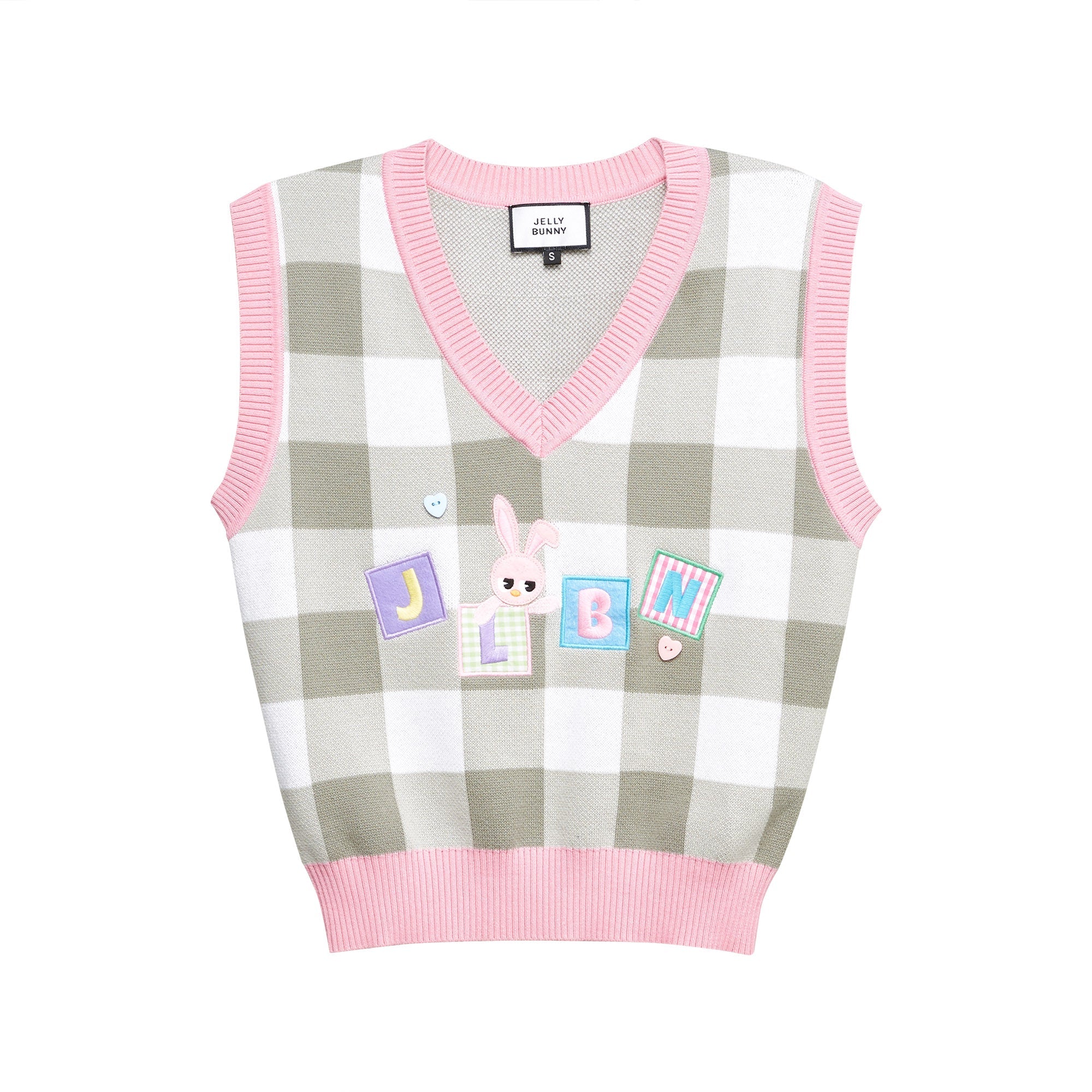 Gingham Chequerboard Knitted Vest Multi Color