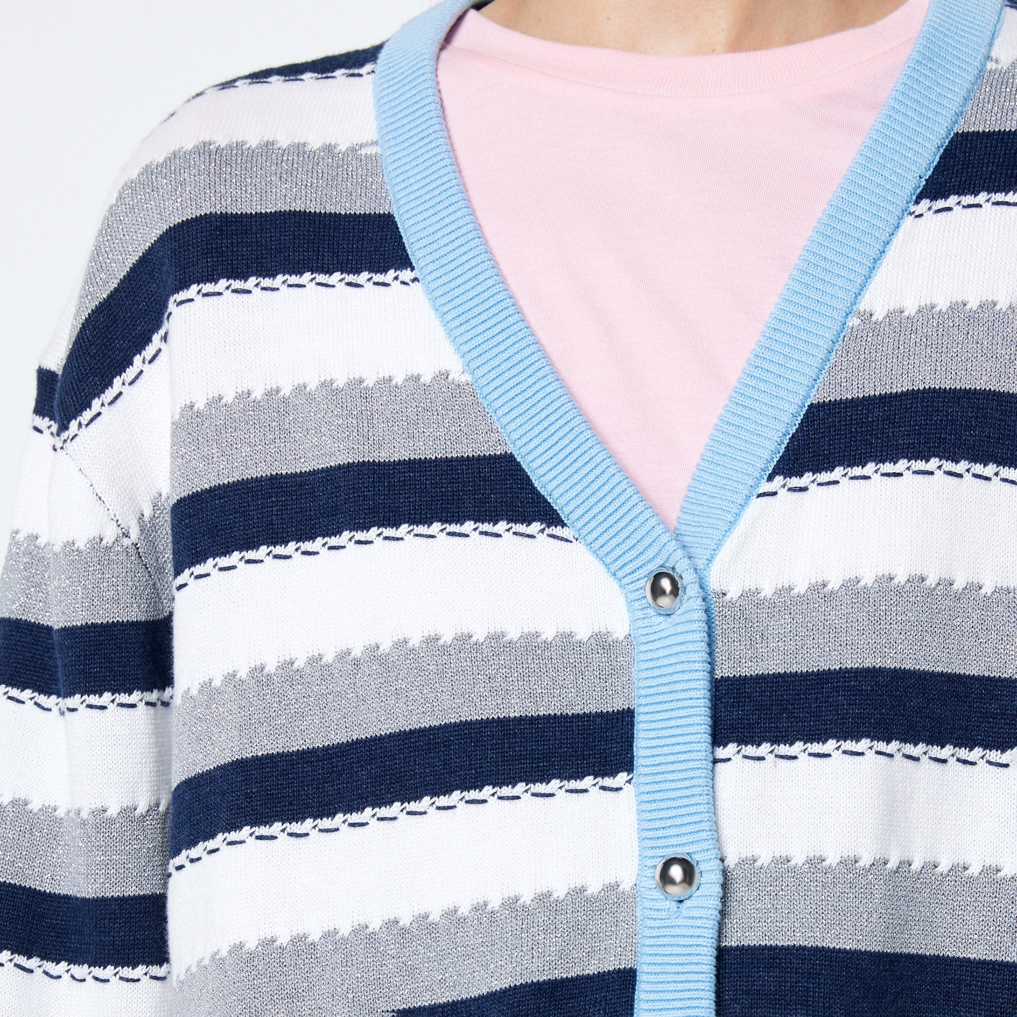 Striped Knitted Cardigan Multi Color