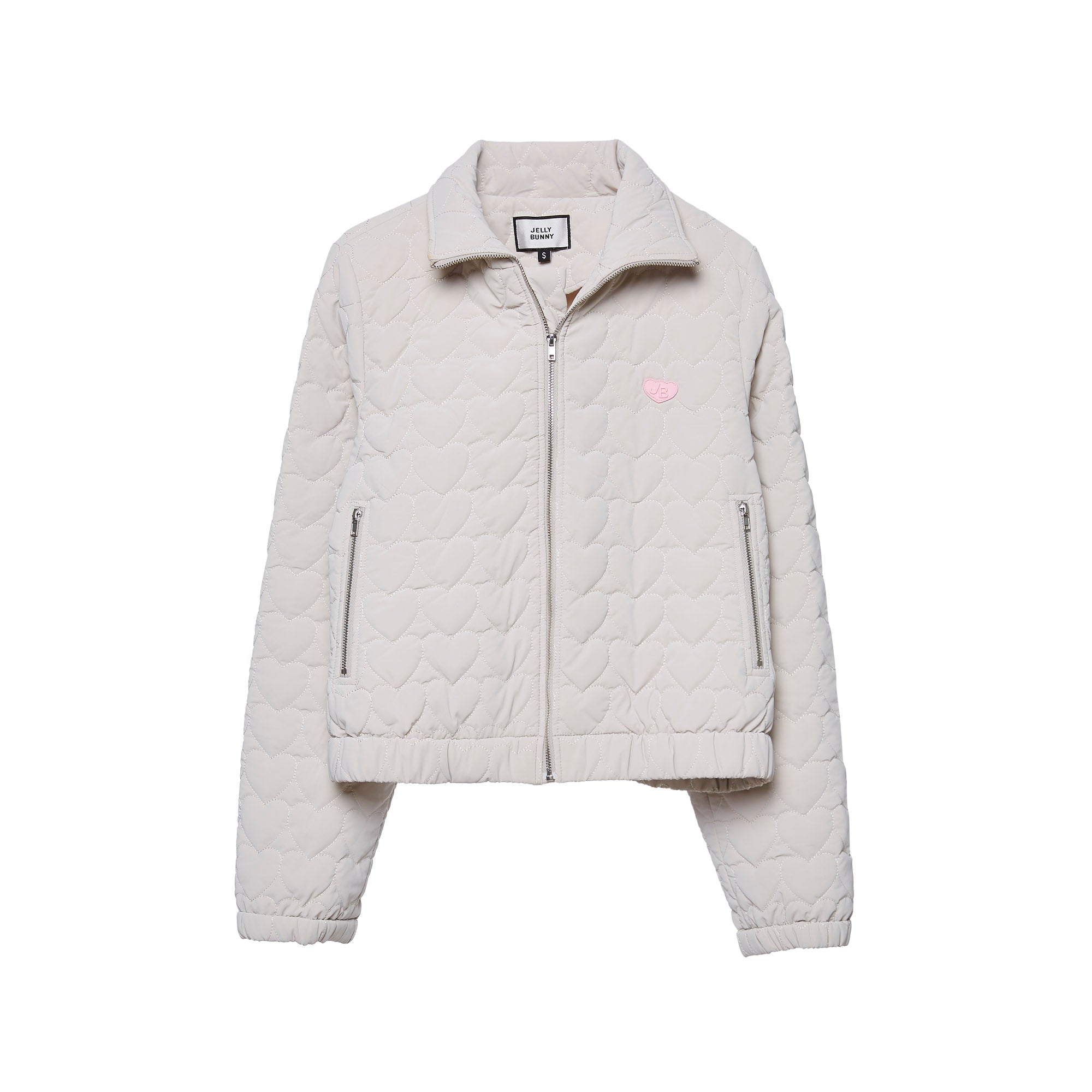 Heart Quilted Jacket Light Grey