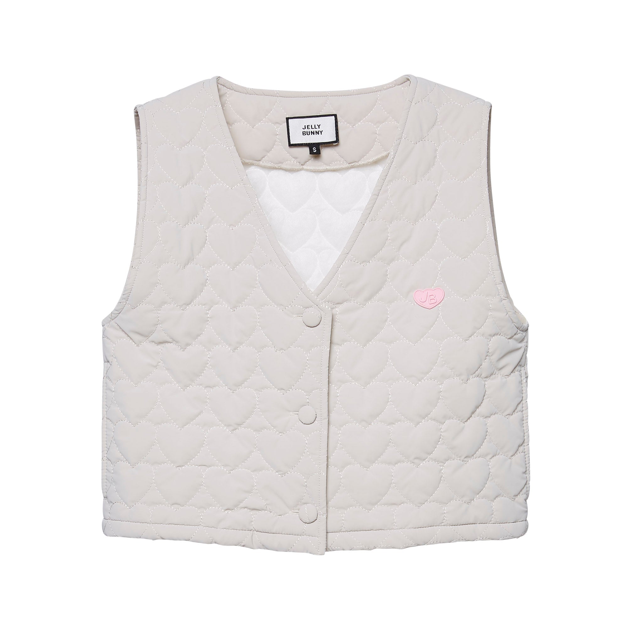 Heart Quilted Crop Vest Light Grey