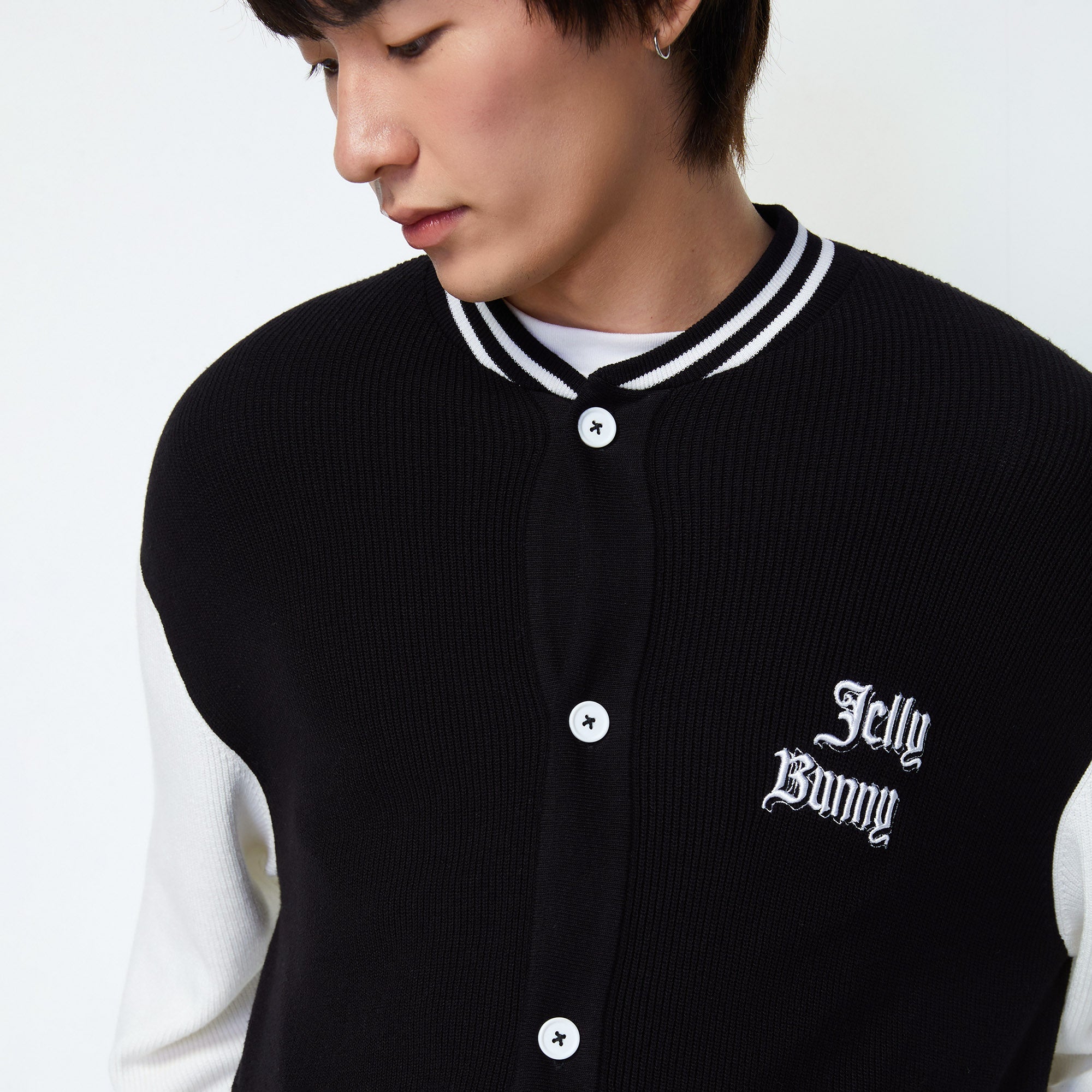 Embroidered Baseball Jacket Artistic Expression Black