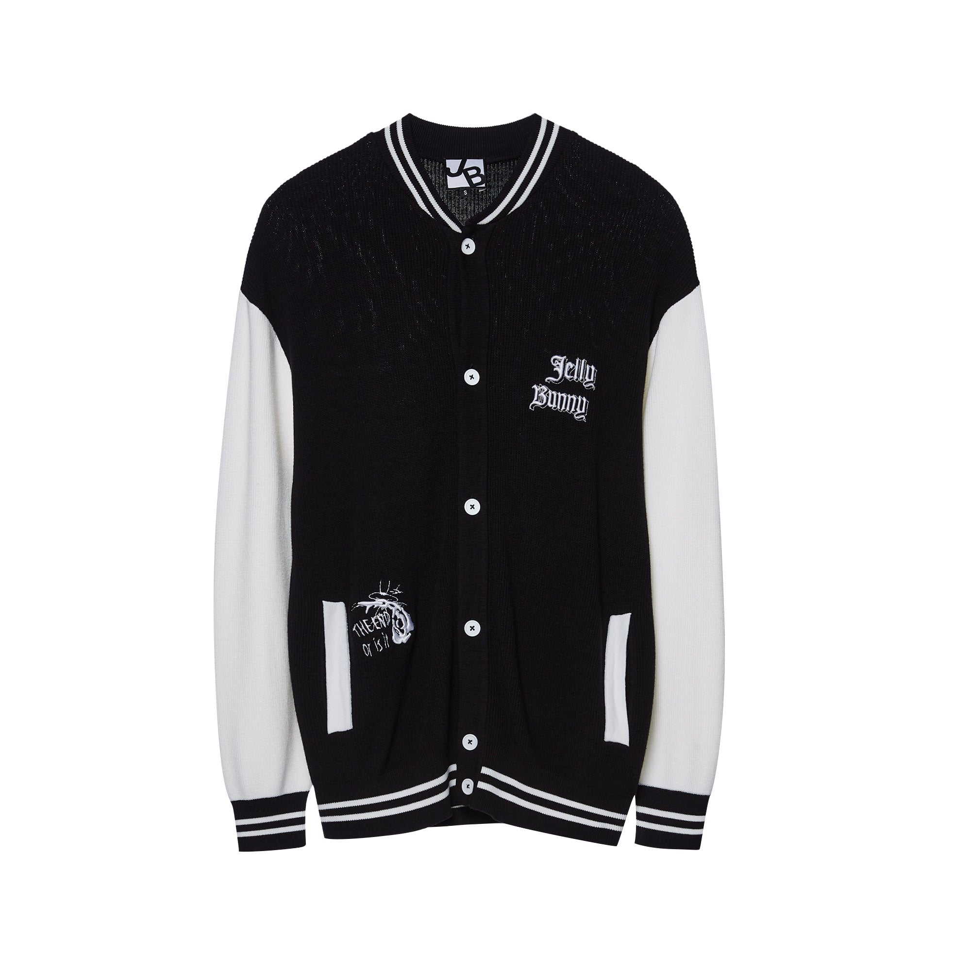 Embroidered Baseball Jacket Artistic Expression Black