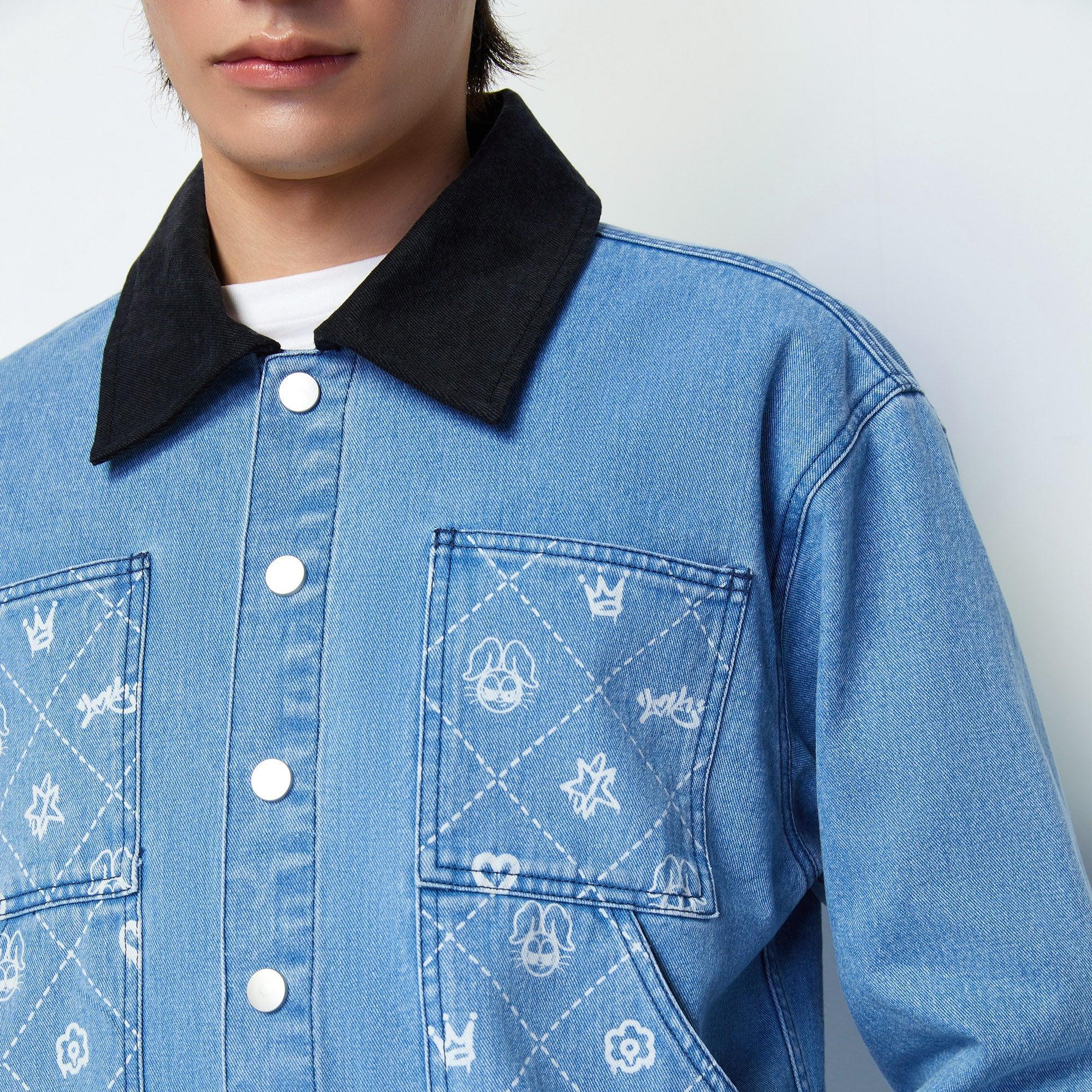 Printed Denim Jacket Artistic Expression Blue - Jelly Bunny Thailand Official Online Store