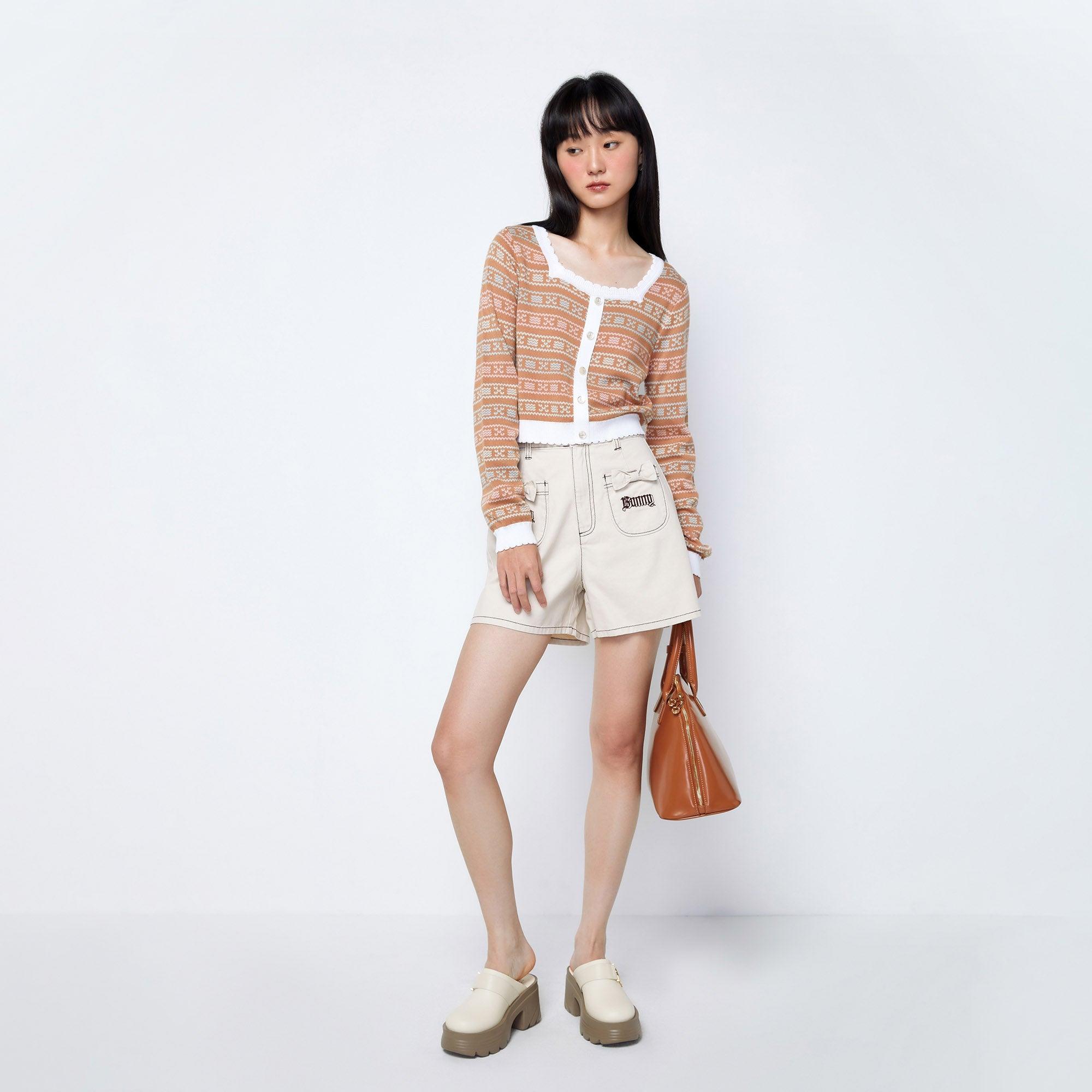 Striped Monogram Knitted Cardigan Multi Color - Jelly Bunny Thailand Official Online Store