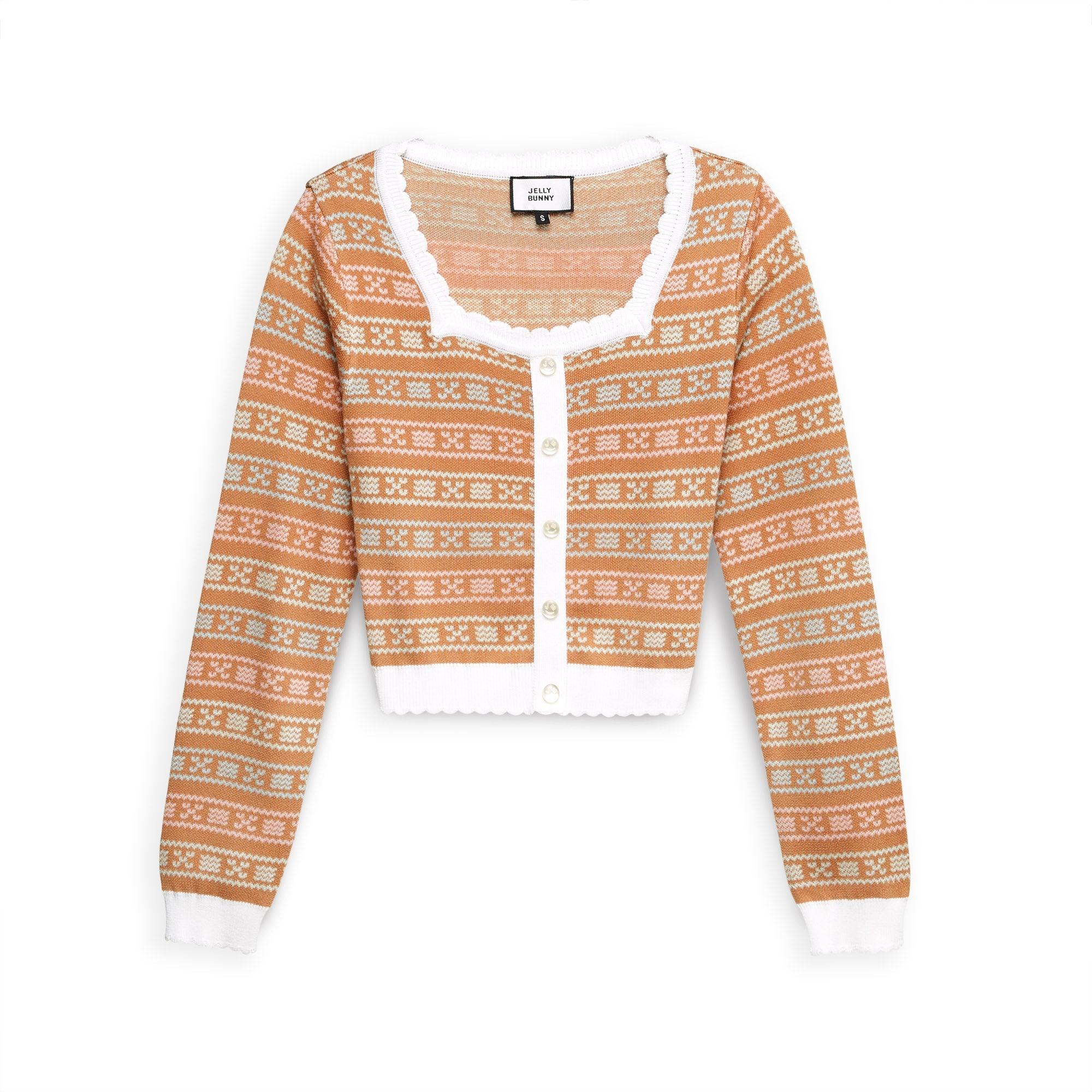 Striped Monogram Knitted Cardigan Multi Color - Jelly Bunny Thailand Official Online Store