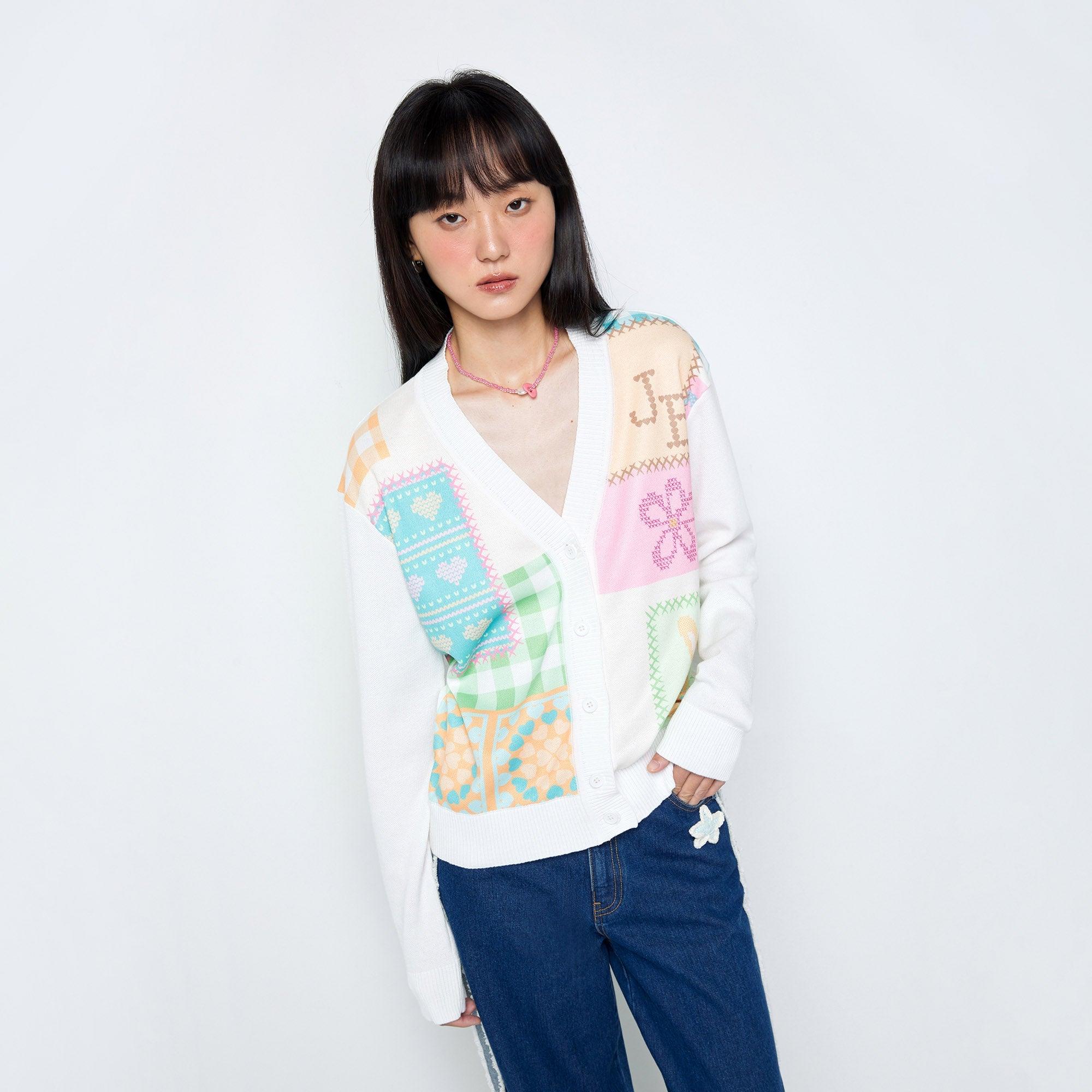 Patchwork Printed Cardigan Craftman Studio Multi Color - Jelly Bunny Thailand Official Online Store