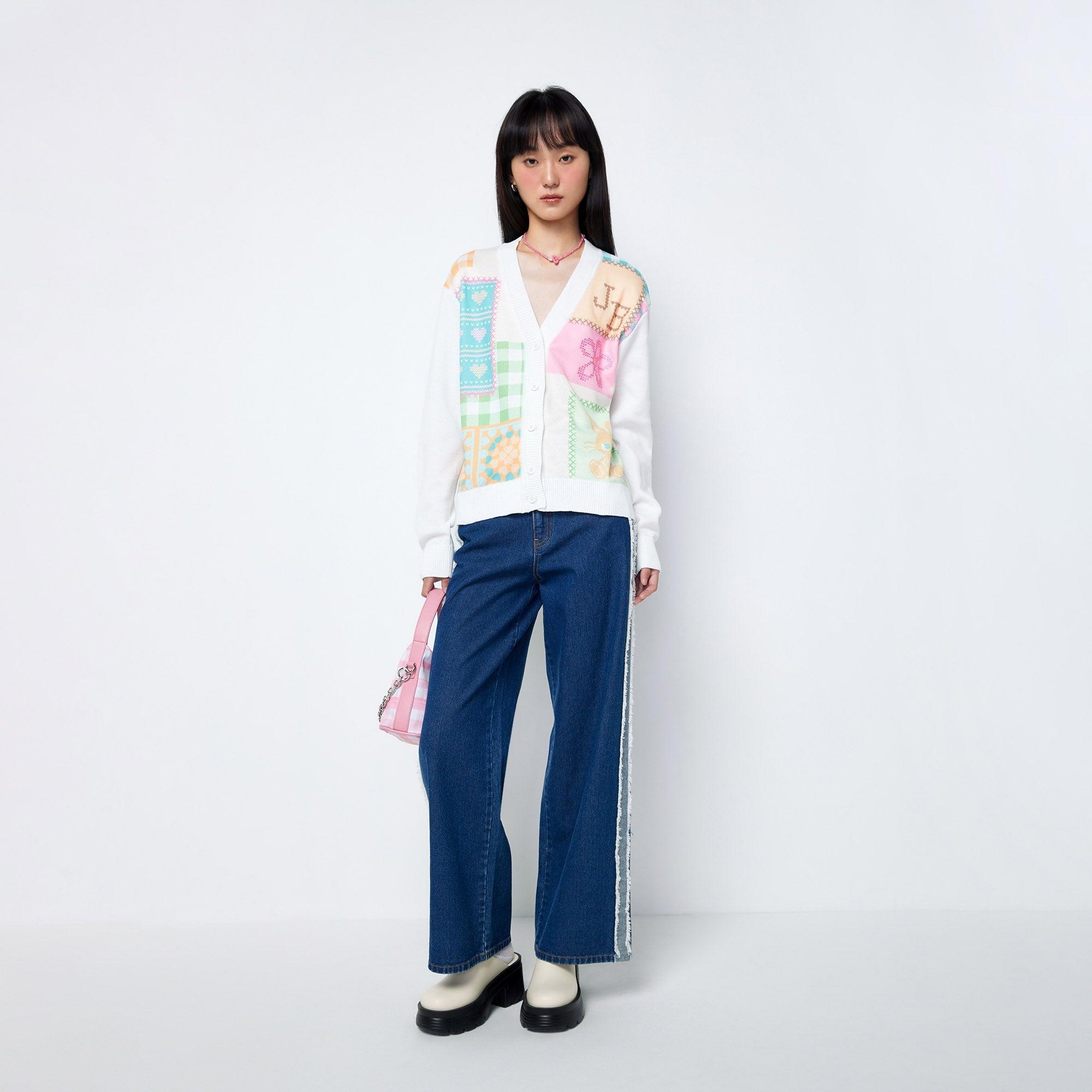 Patchwork Printed Cardigan Craftman Studio Multi Color - Jelly Bunny Thailand Official Online Store