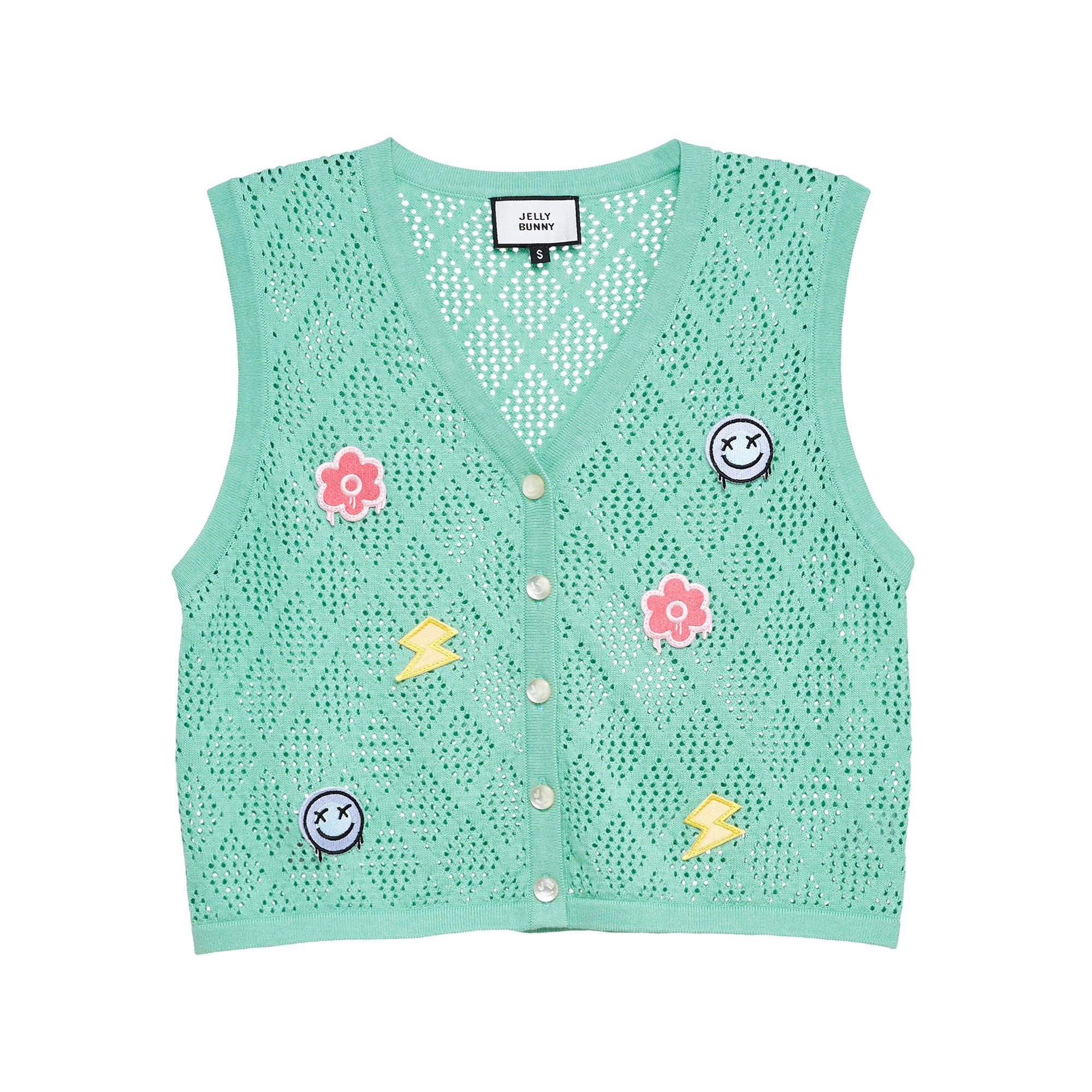 Jb Whimsy Street Broderie Vest Green