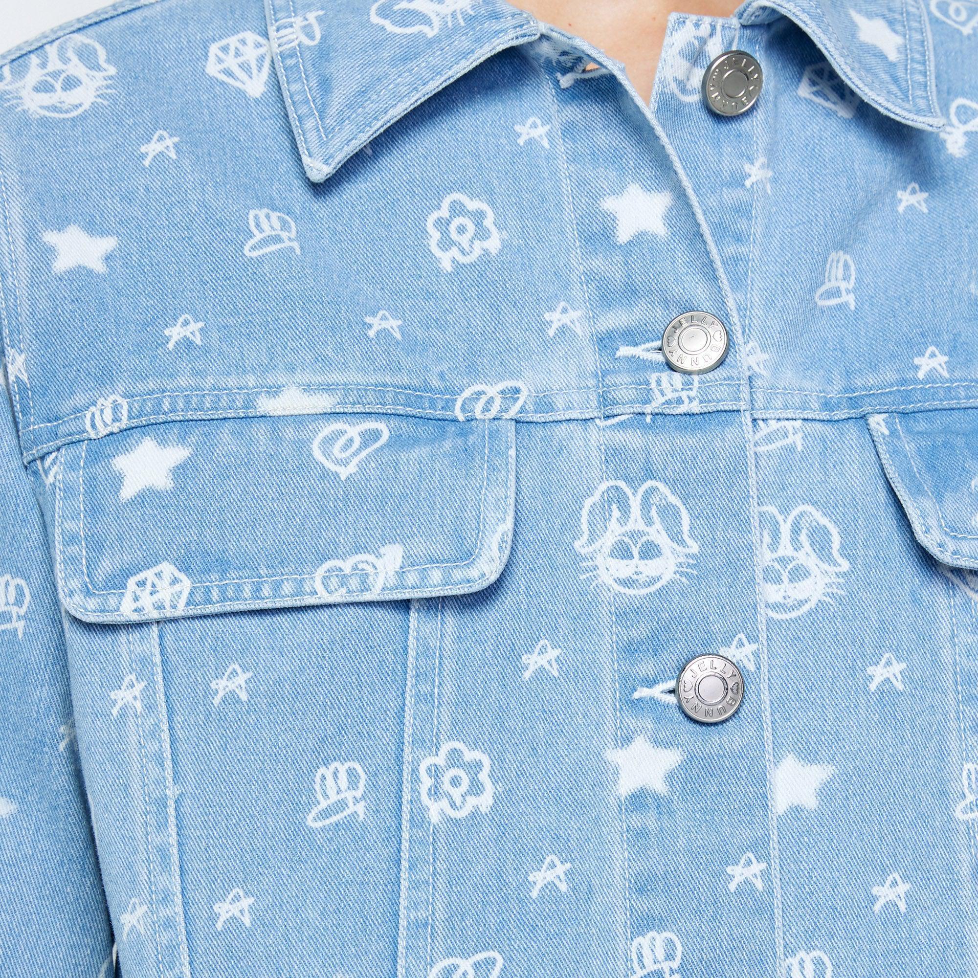 Jb Whimsy Street Monogram Denim Jacket Blue - Jelly Bunny Thailand Official Online Store