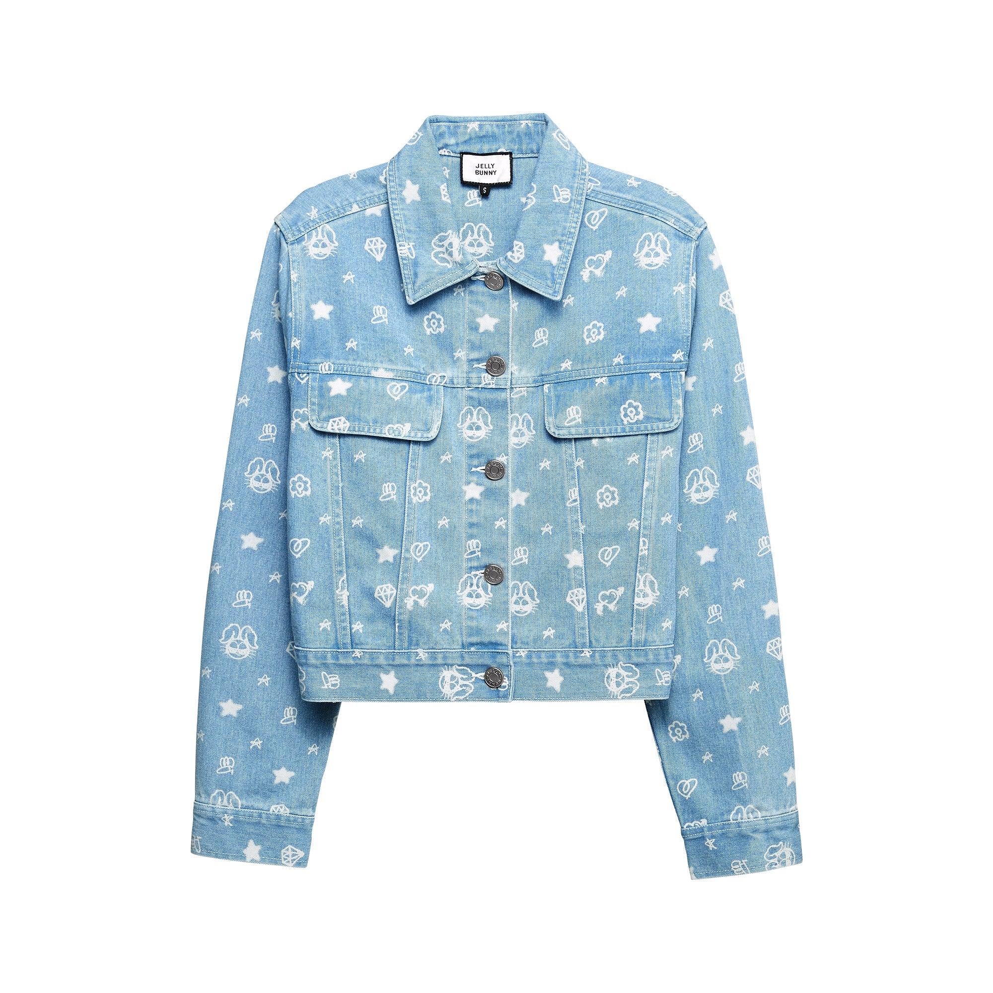 Jb Whimsy Street Monogram Denim Jacket Blue - Jelly Bunny Thailand Official Online Store