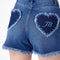 Denim Heart Shorts Blue