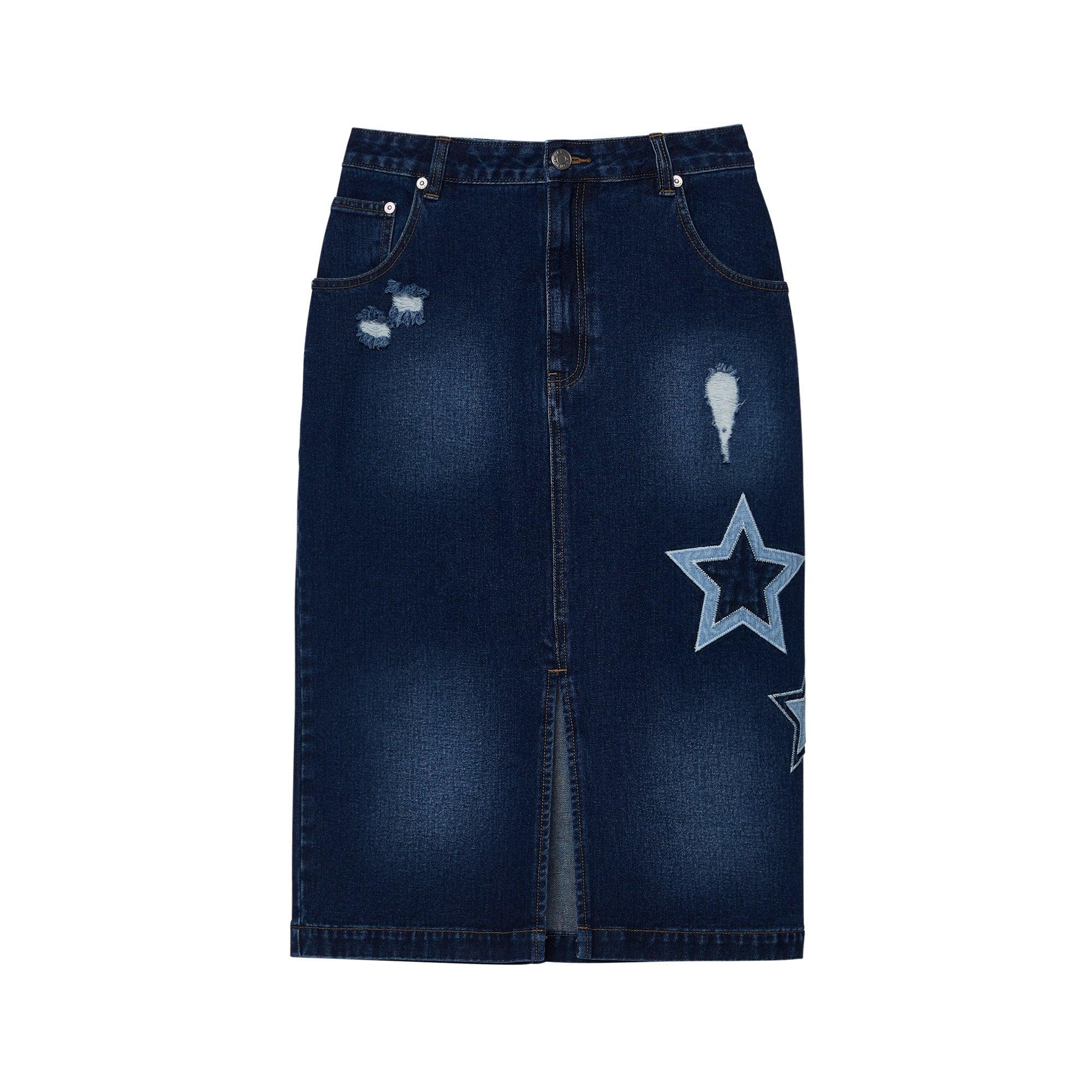 Denim knee length skirts online best sale