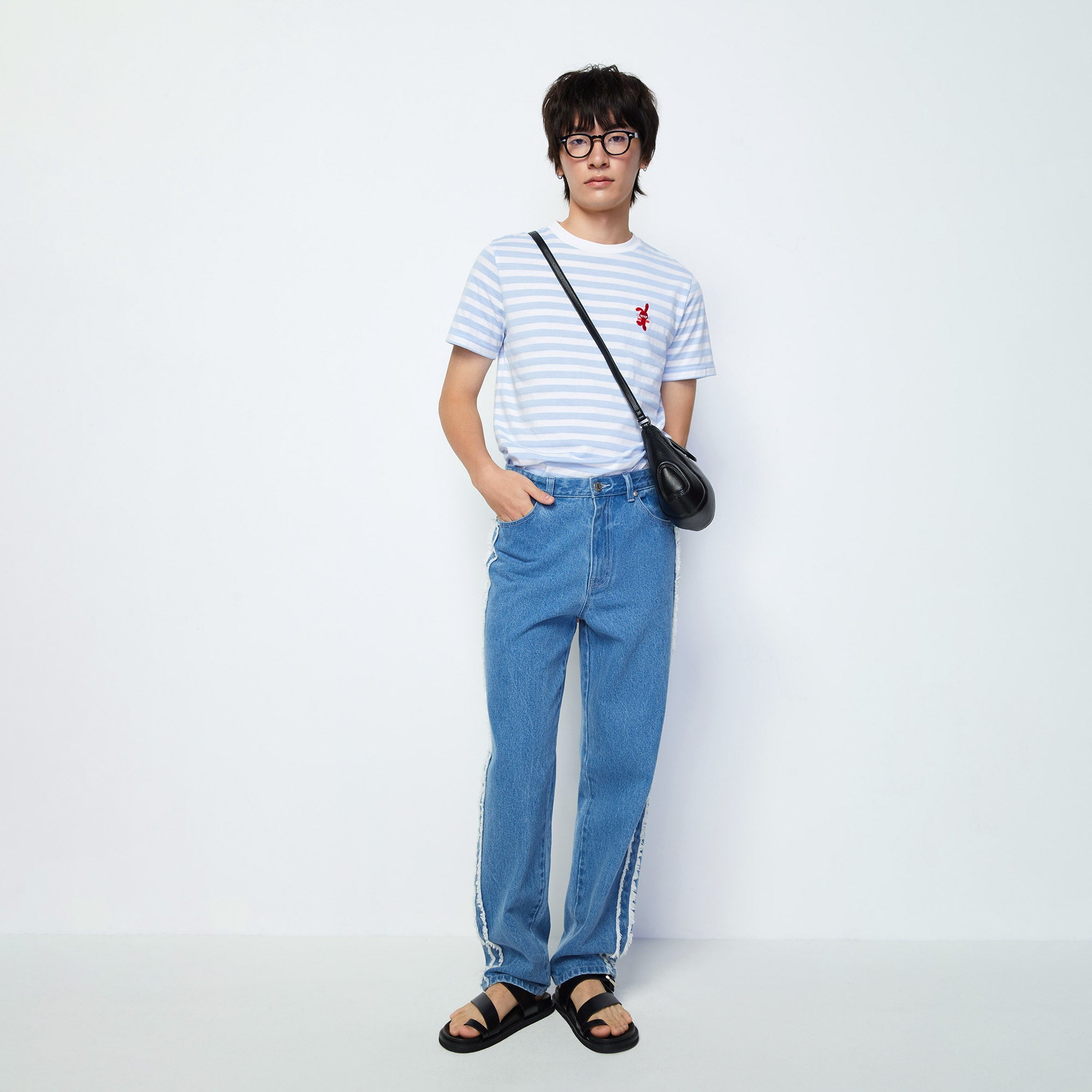 Bunny Ribbed-Trim Jeans Blue - Jelly Bunny Thailand Official Online Store