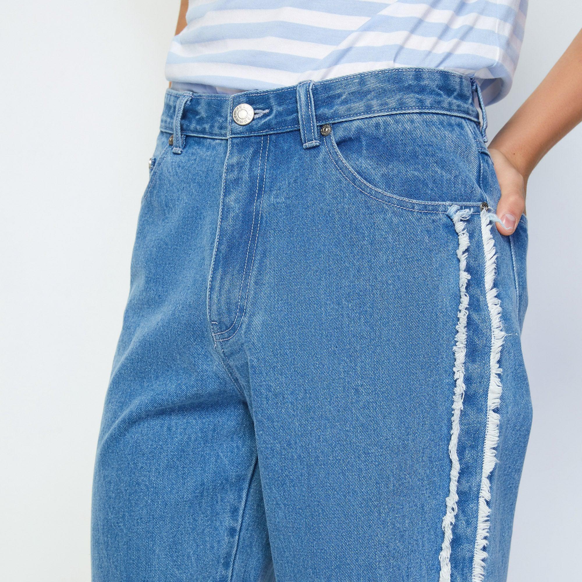 Bunny Ribbed-Trim Jeans Blue - Jelly Bunny Thailand Official Online Store