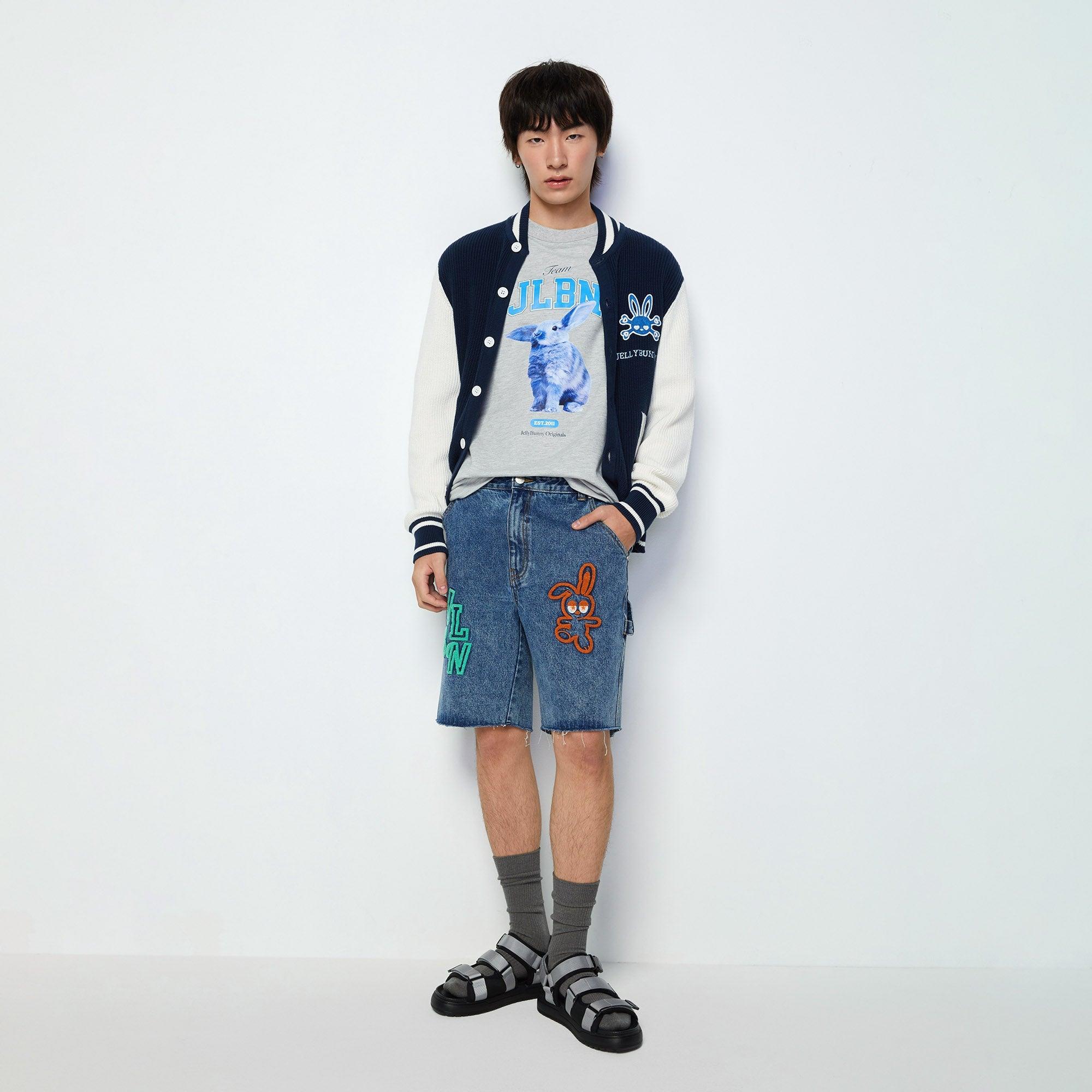 Bunny Embroidered Short Jeans Blue - Jelly Bunny Thailand Official Online Store