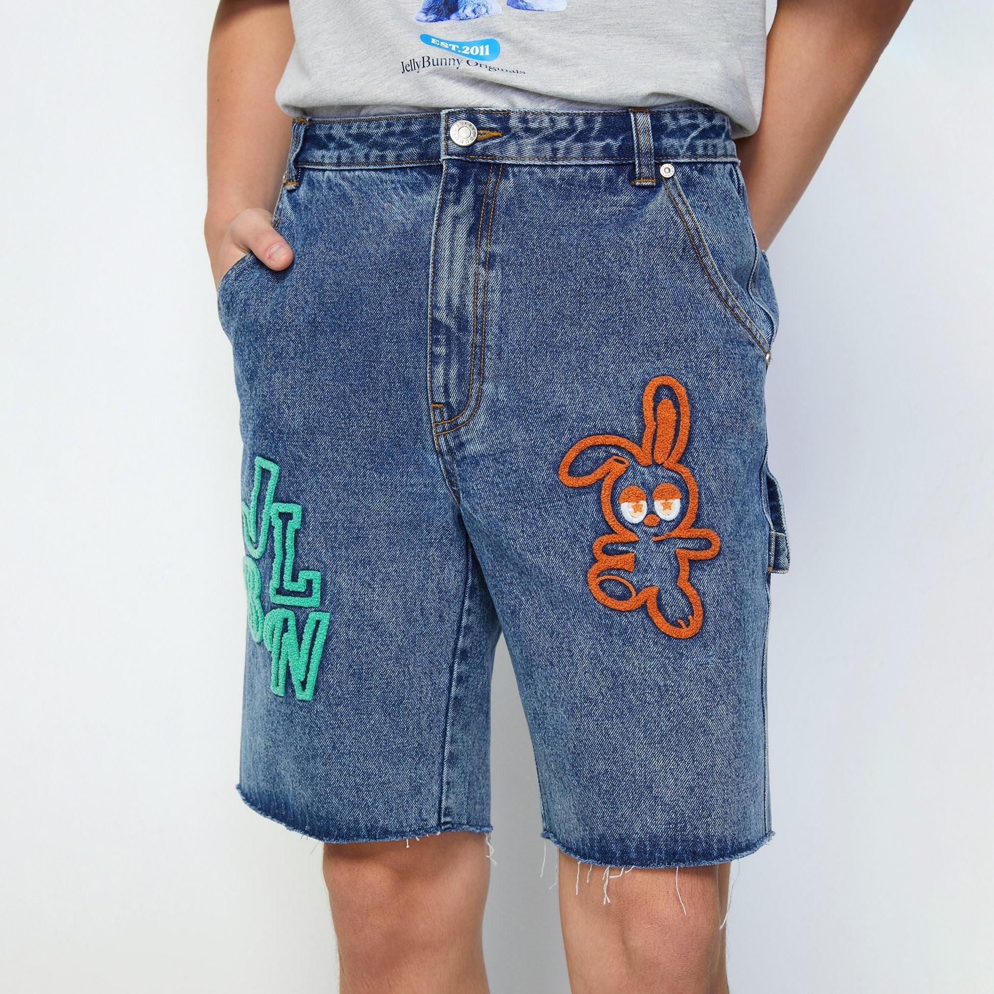 Bunny Embroidered Short Jeans Blue - Jelly Bunny Thailand Official Online Store