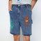 Bunny Embroidered Short Jeans Blue