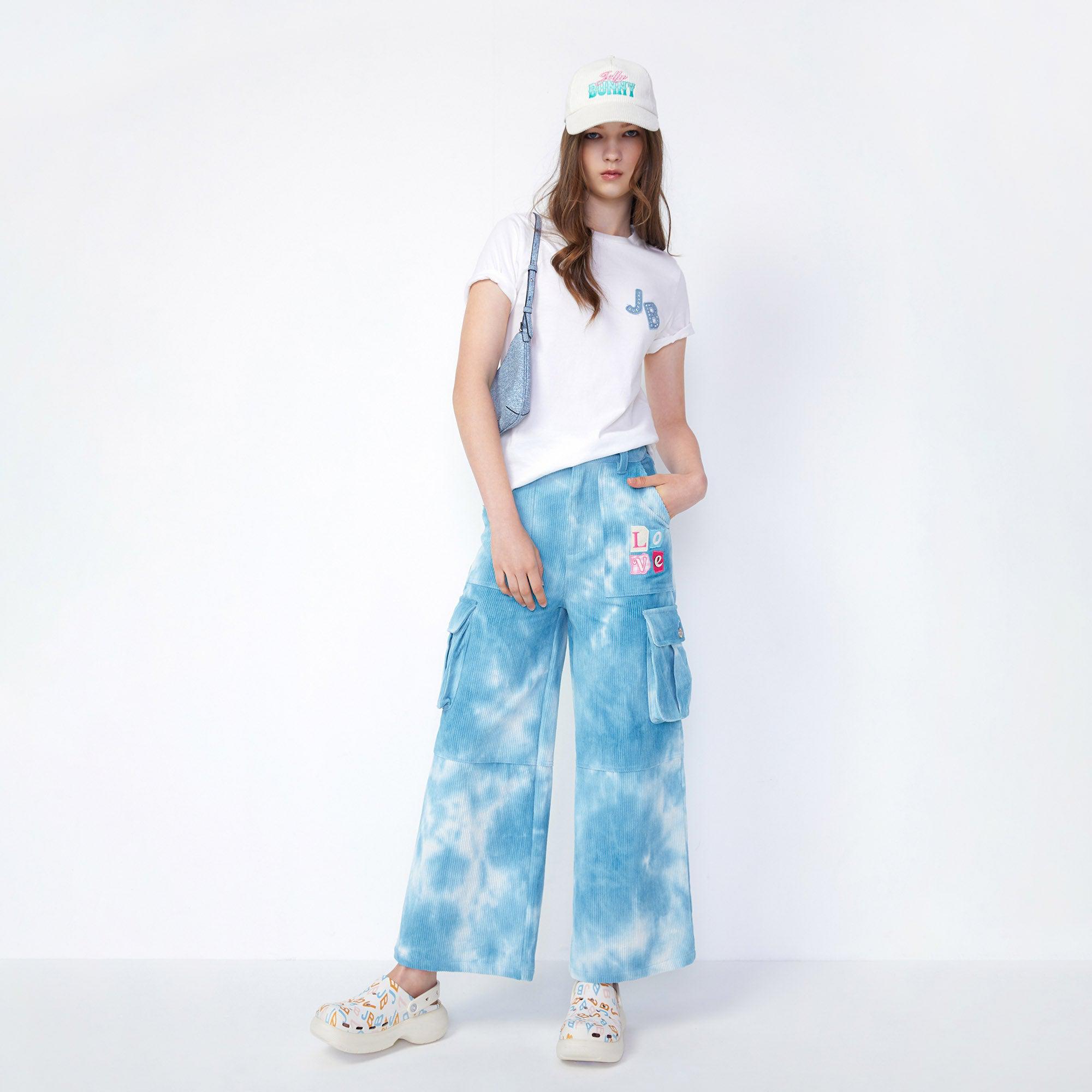 Wide-Leg Tie-Dyed Cargo Pants Multi Color - Jelly Bunny Thailand Official Online Store